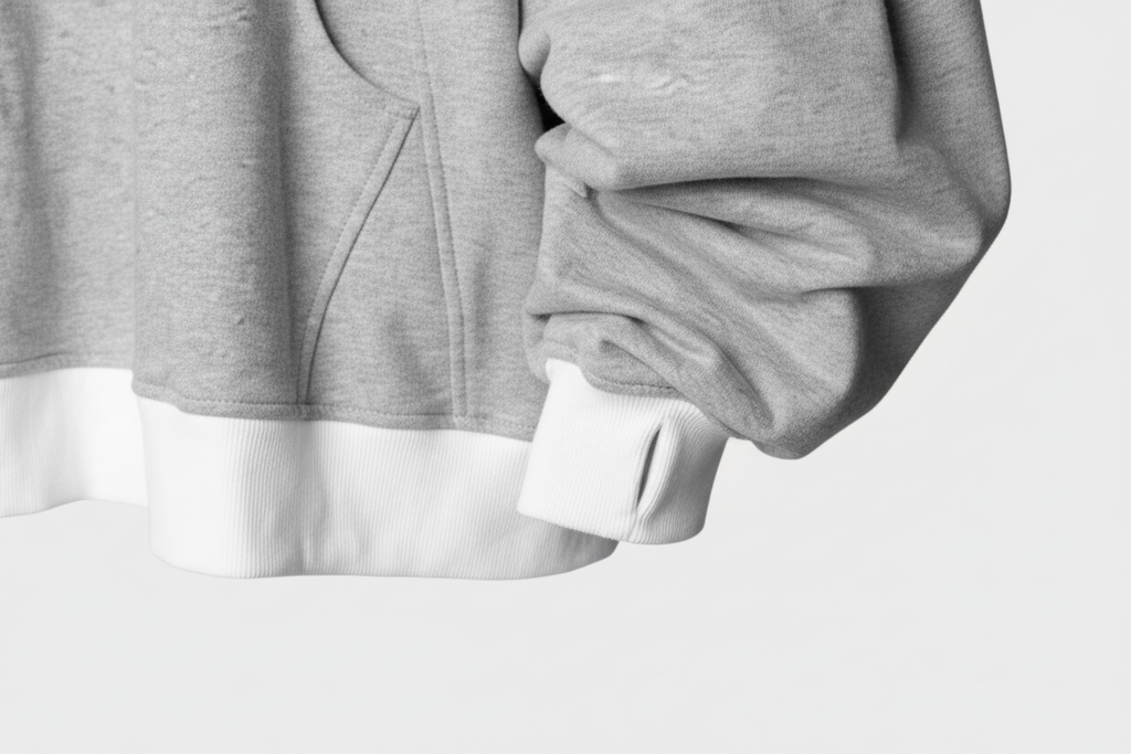 Sweat à Capuche Oversize Gris Unisexe avec Ourlet Contrasté