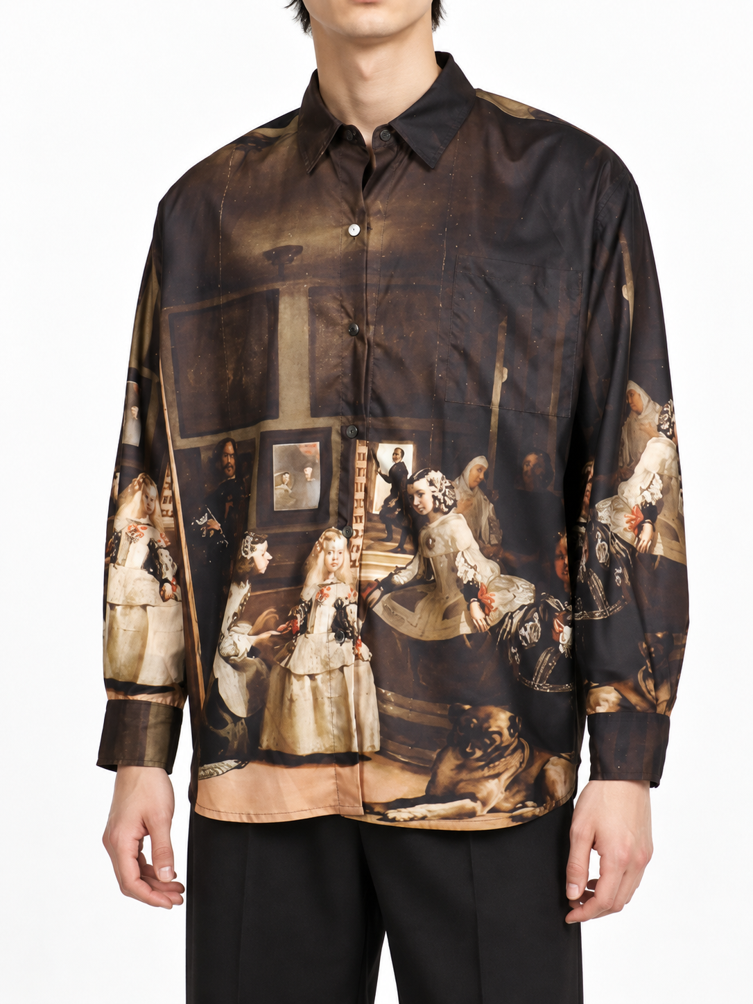 Chemise à Imprimé Peinture Vintage – Marron｜RELABEL