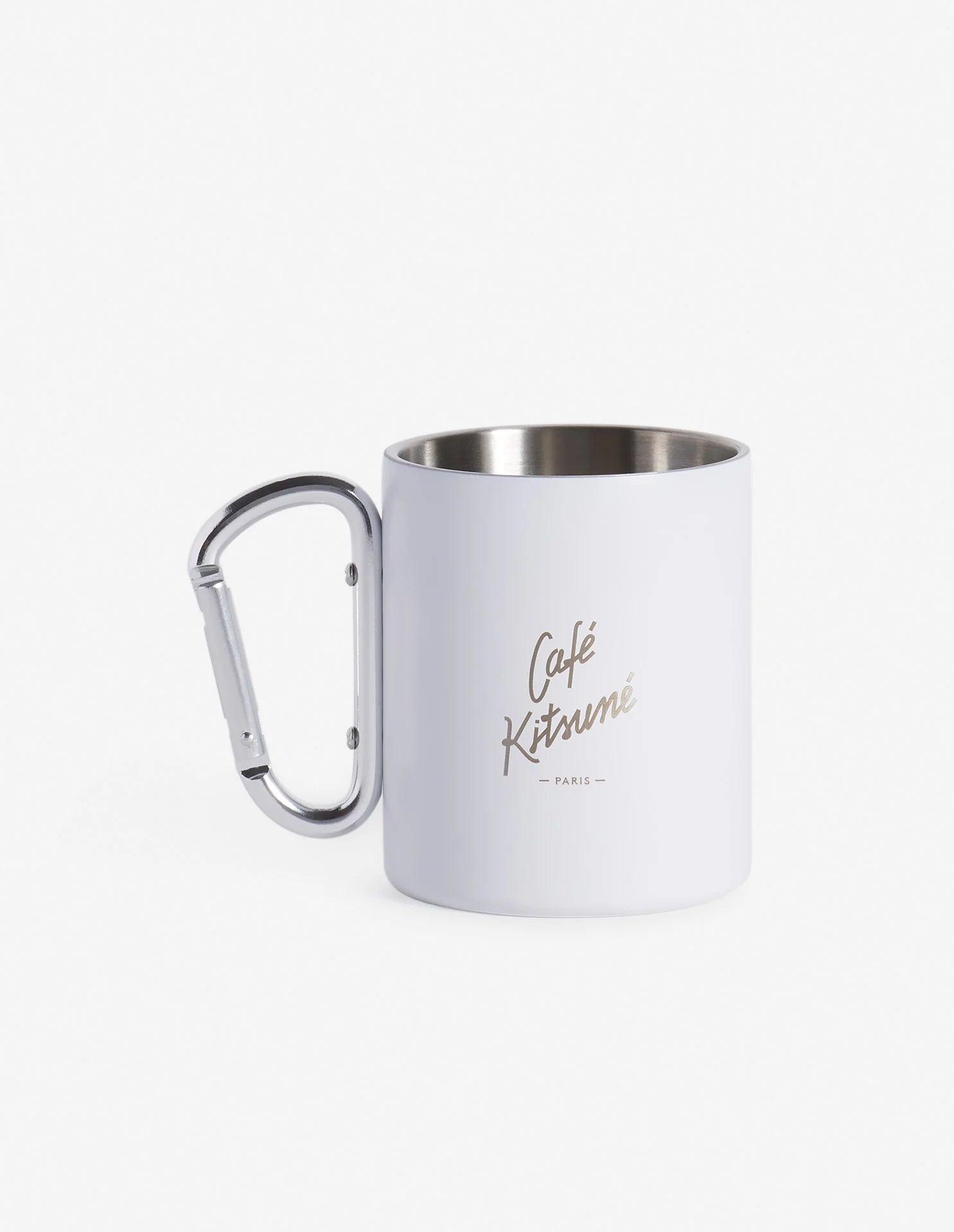 Mug isotherme Café Kitsuné en acier inoxydable avec mousqueton, vue de face