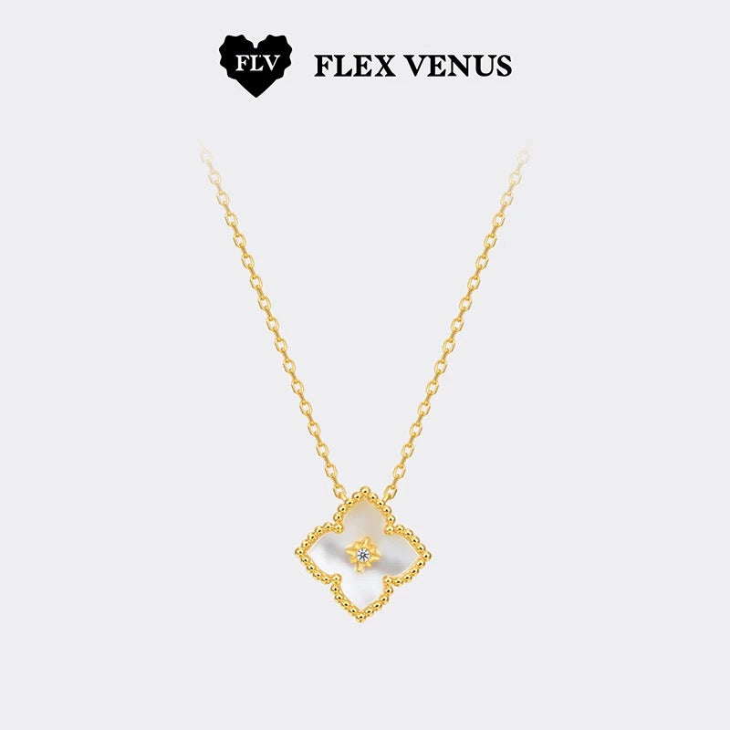 FLV Collier blanch Vermillon Or K