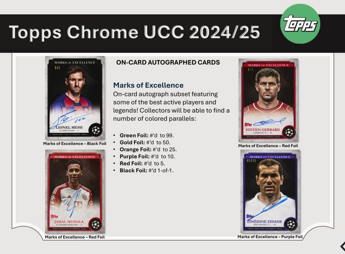 2024/25 Topps Chrome UEFA Club Competitions Soccer Hobby Box