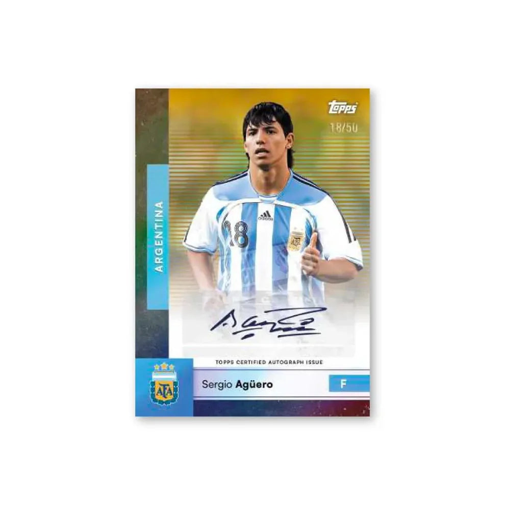 Carte autographe Sergio Agüero numérotée 18/50, Topps Argentina Team Set 2025-26