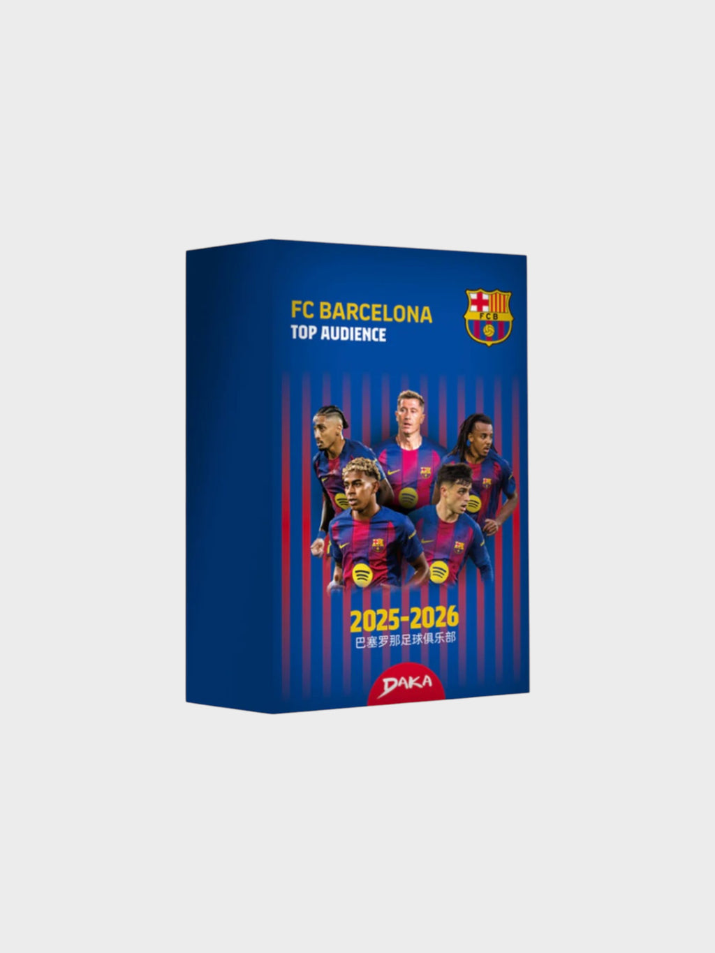 Boîte de cartes DAKA FC Barcelona Top Audience 2025-2026, photo produit sur fond blanc
