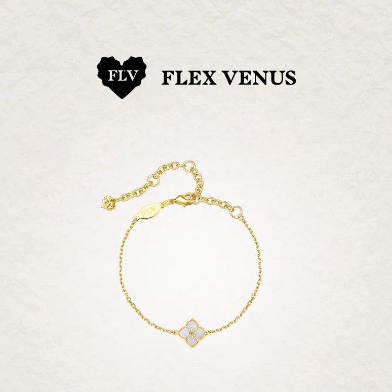 FLV Bracelet Plume Blanche en Or