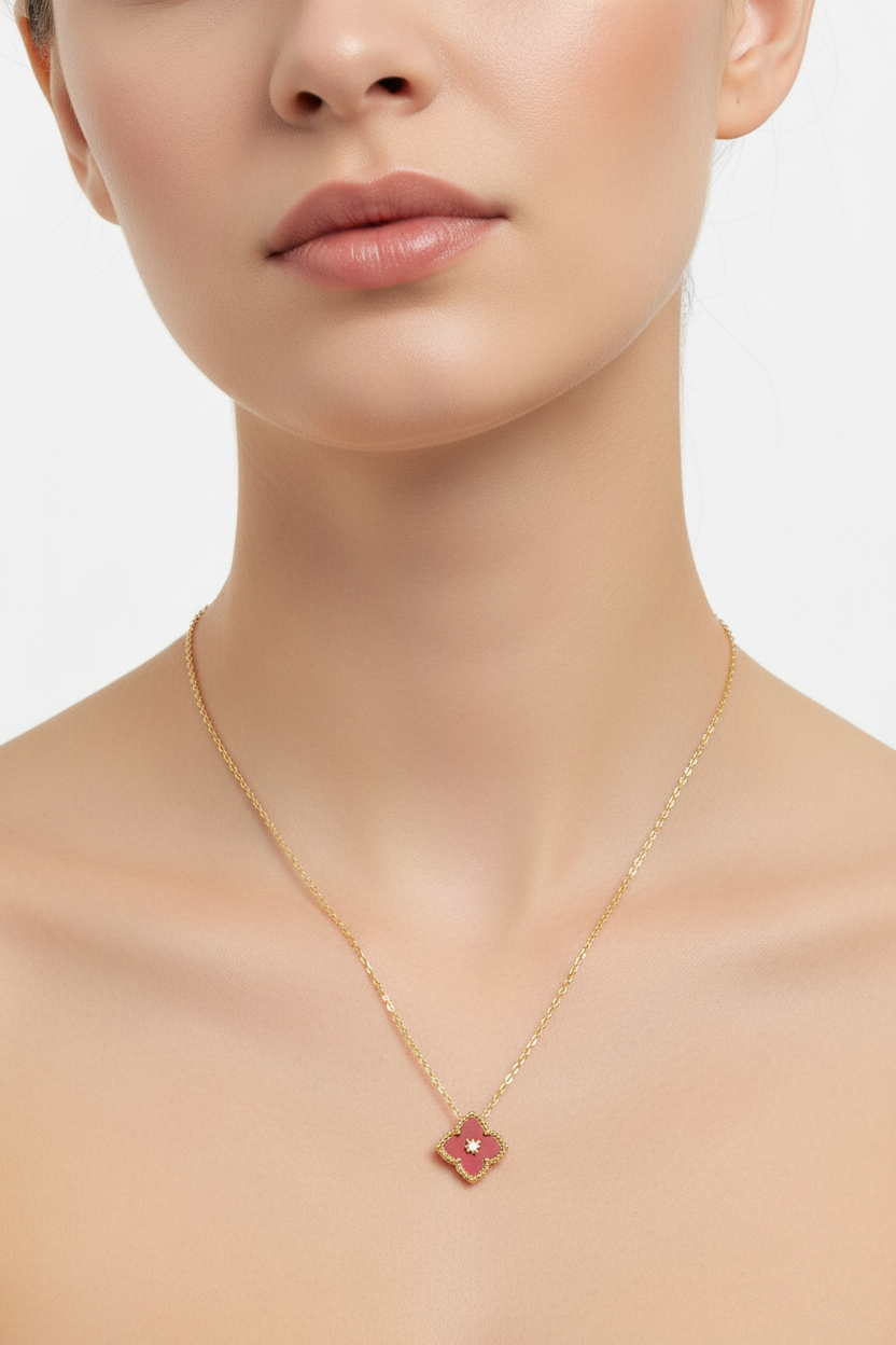 FLV Collier rouge Vermillon Or K