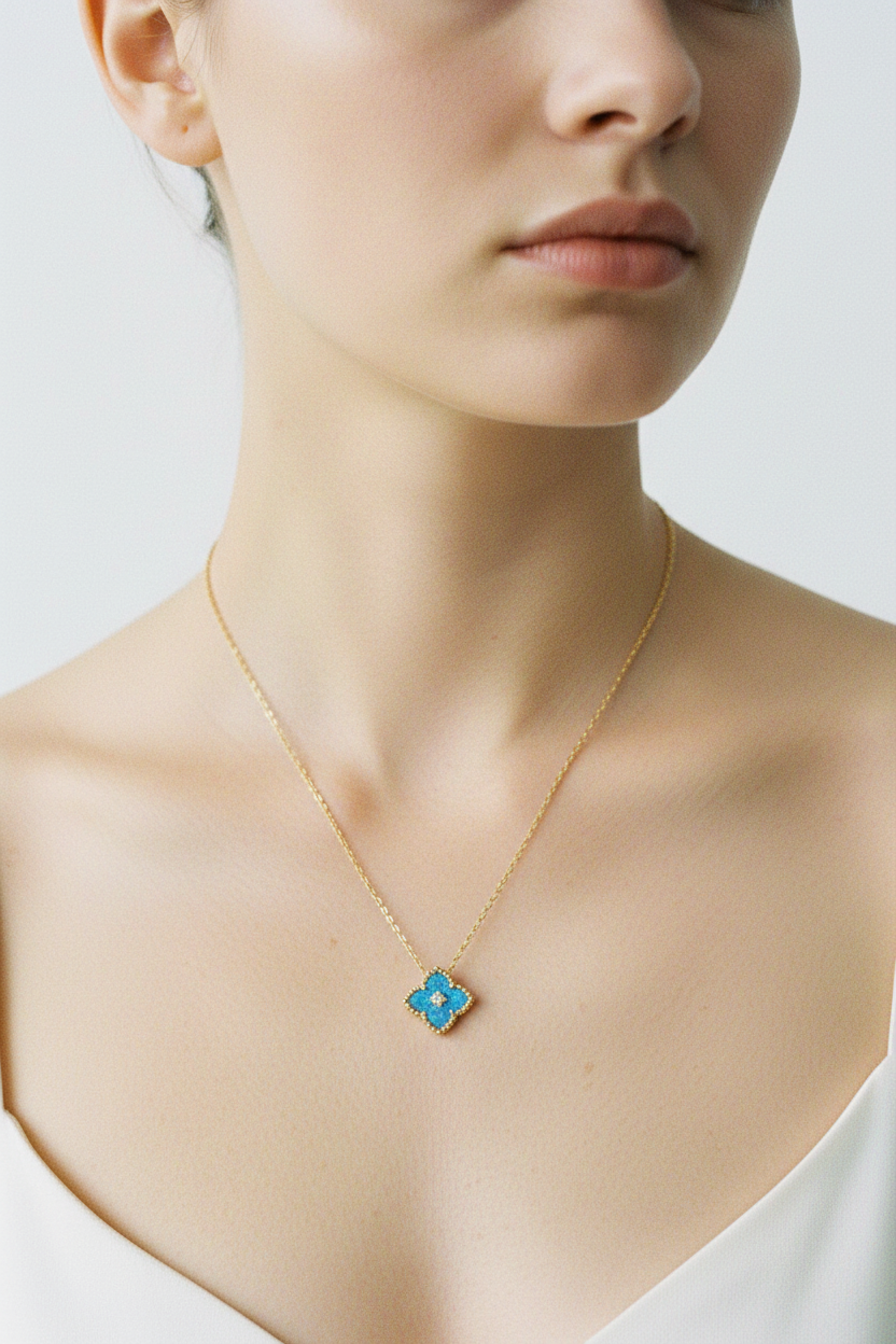 FLV Collier bleu Vermillon Or K