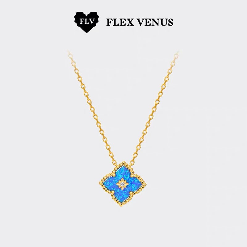 FLV Collier bleu Vermillon Or K
