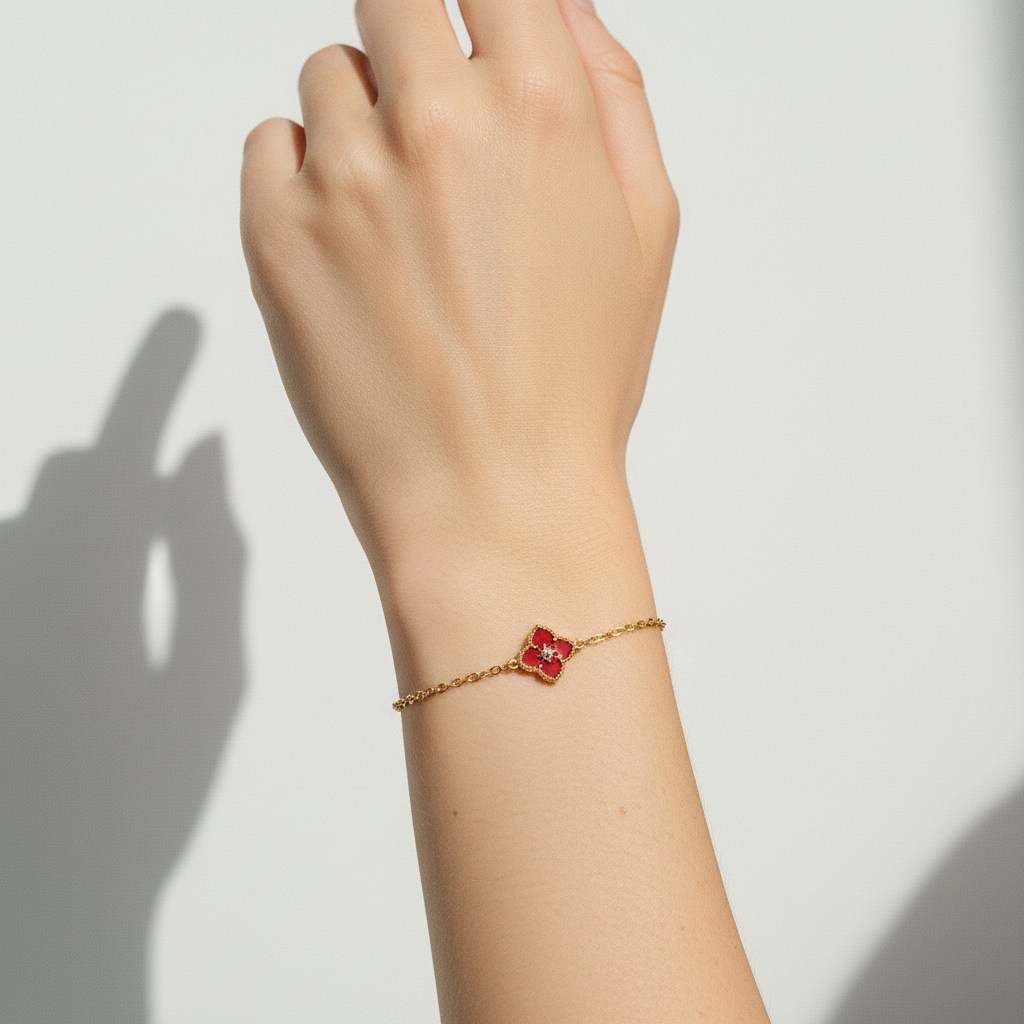 Flex Venus Bracelet Plume Rouge en Or Blanc K