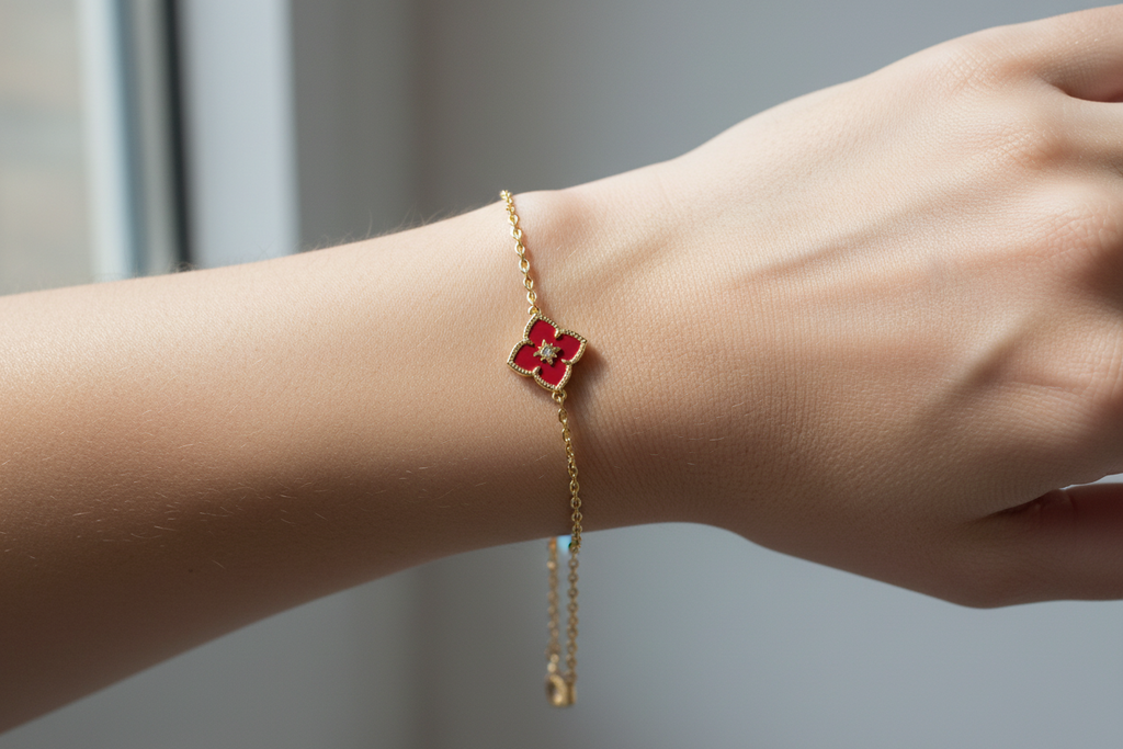 Flex Venus Bracelet Plume Rouge en Or Blanc K