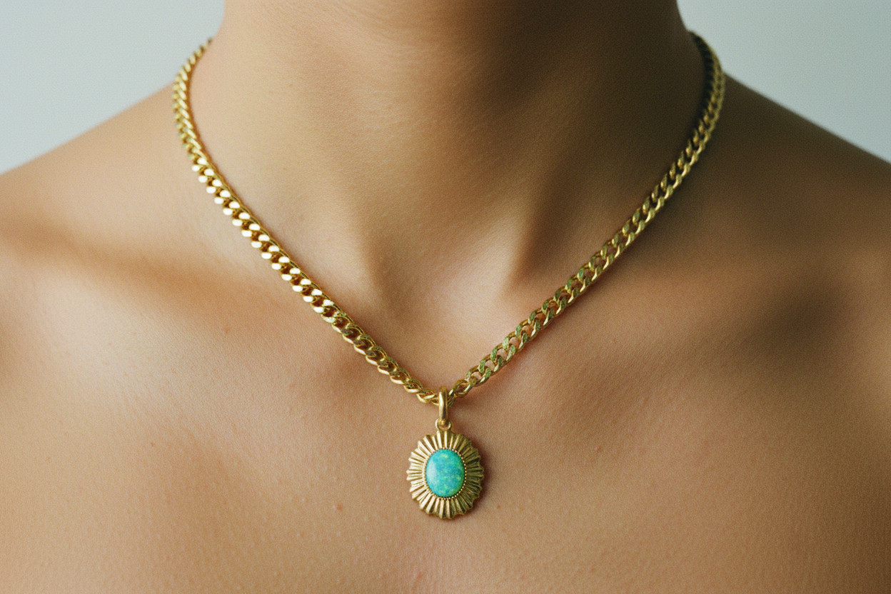 Collier cubain style palette vintage-Vert sable doré