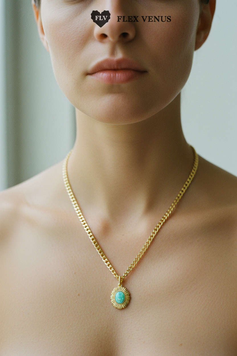 Collier cubain style palette vintage-Vert sable doré