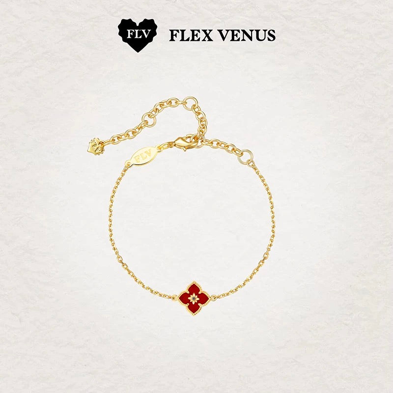 Flex Venus Bracelet Plume Rouge en Or Blanc K