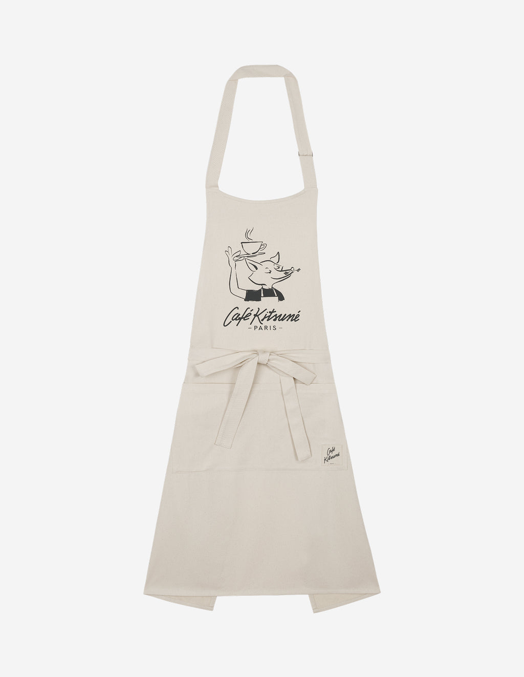 Tablier Café Kitsuné en coton avec logo et illustration iconique