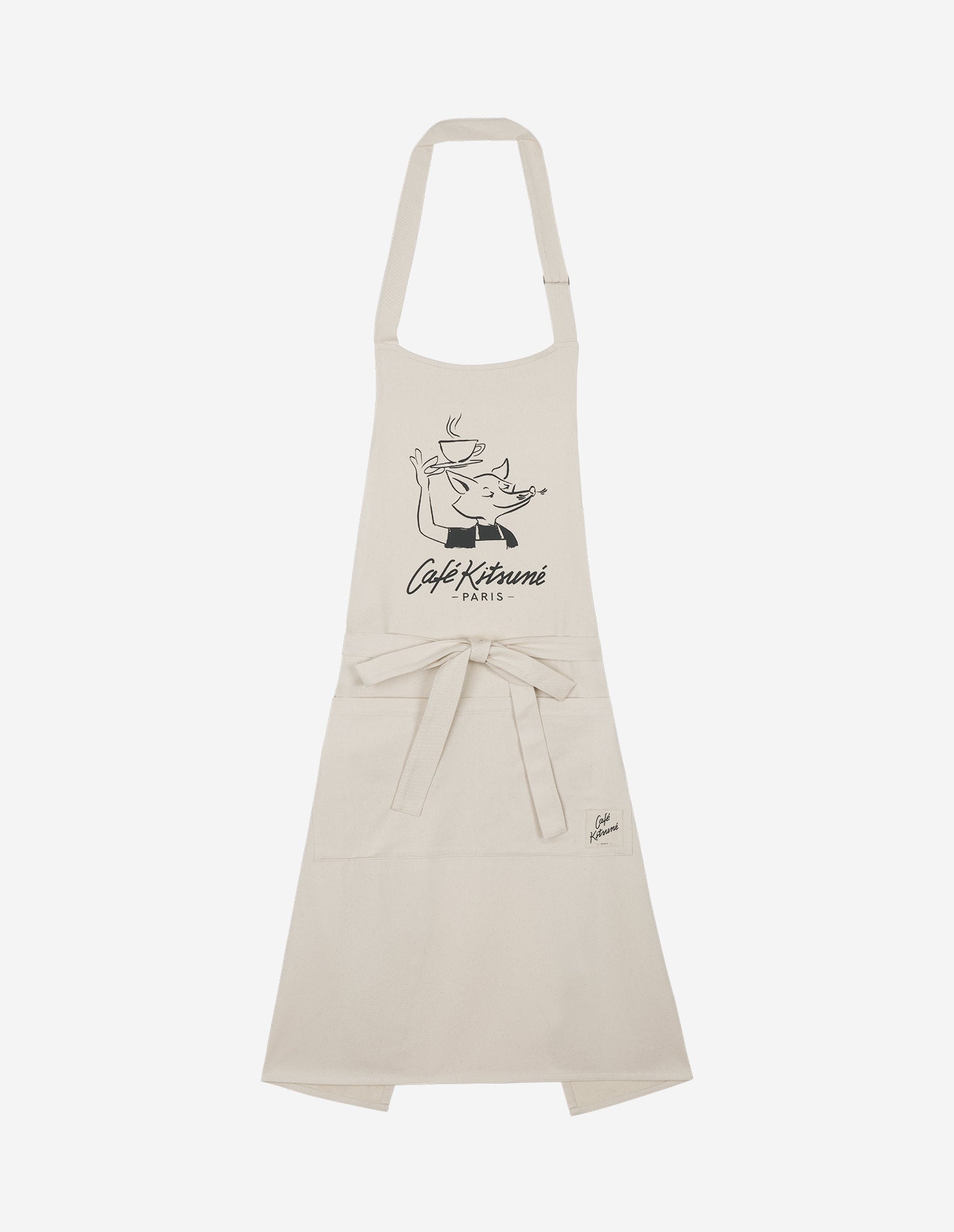 Tablier Café Kitsuné en coton avec logo et illustration iconique