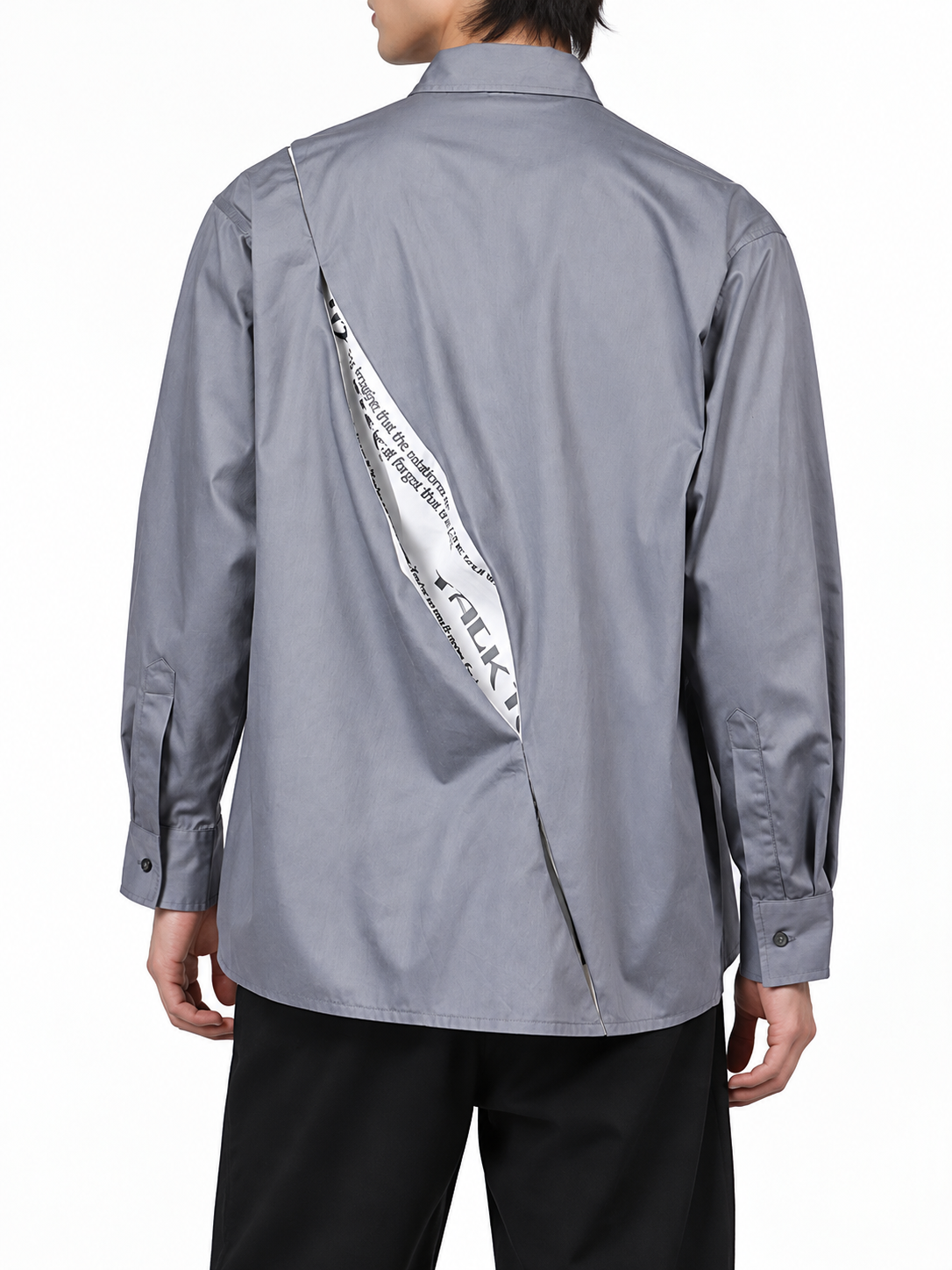 Chemise Déconstructive à Ouverture au Dos et Imprimés Gris Foncé | RELABEL