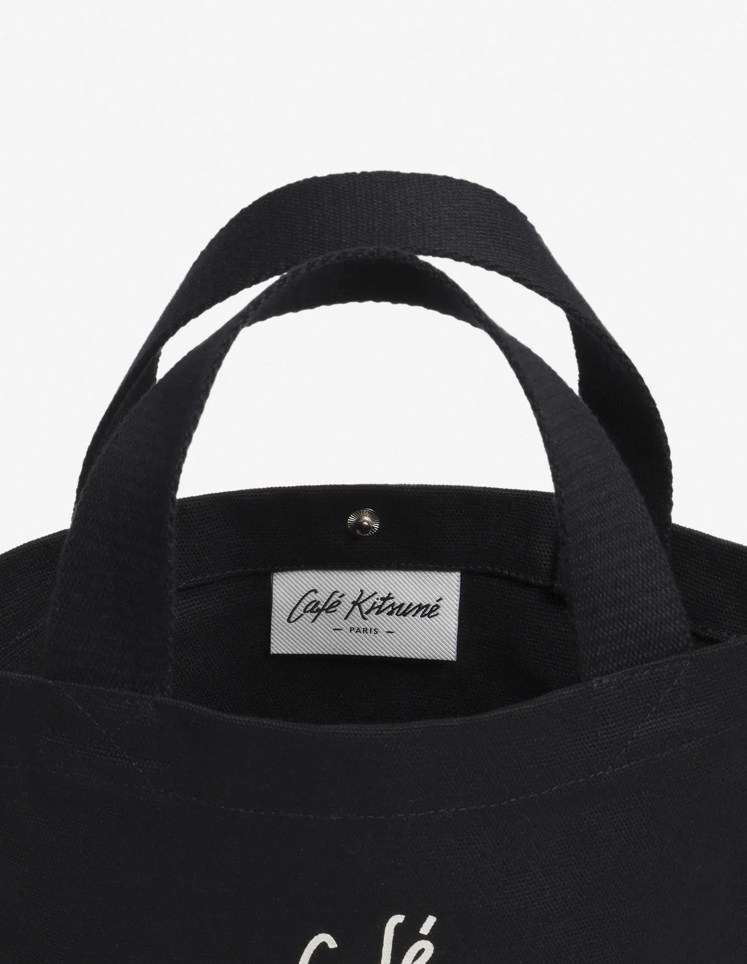 Mini Cabas Café Kitsuné en Toile Noire – Sac Tote Iconique Unisexe