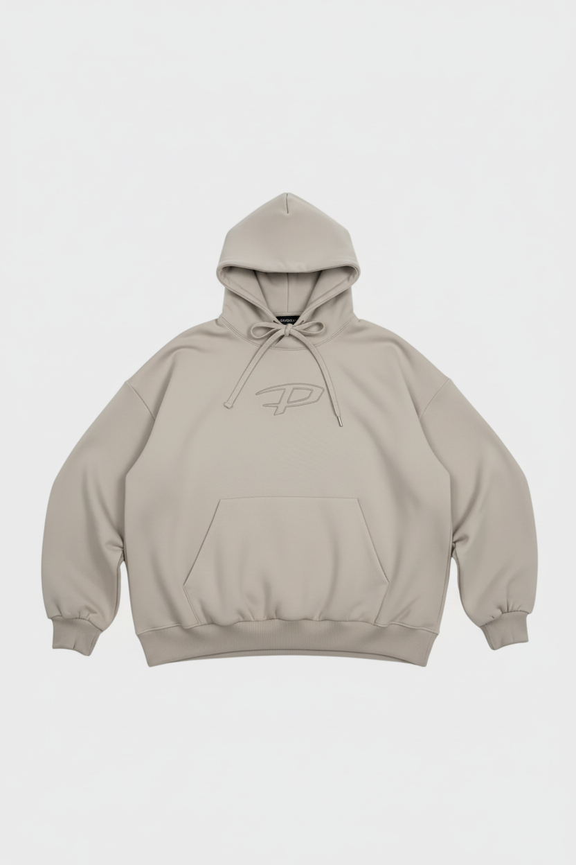 米灰色连帽卫衣单品平铺图