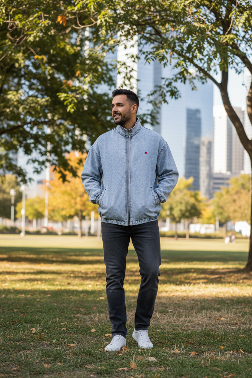 男模特城市公园场景