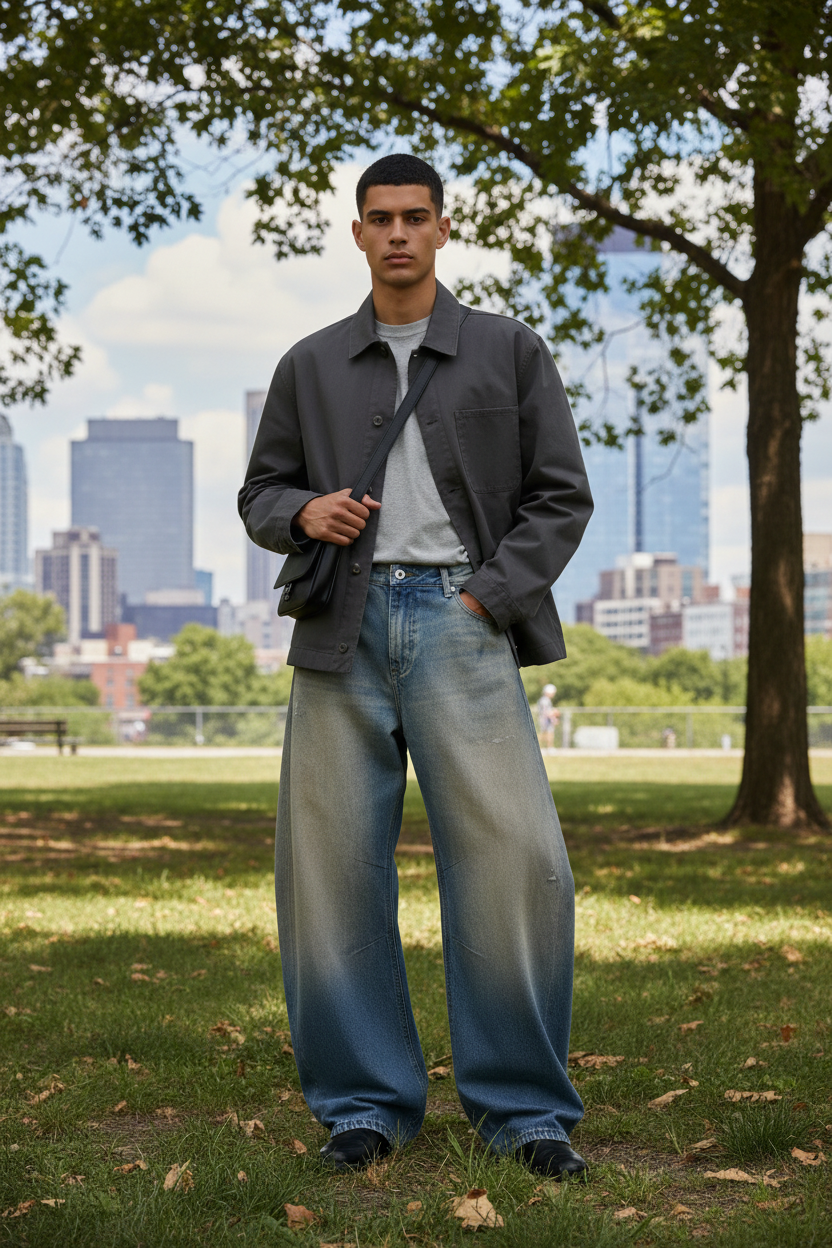 男模特城市公园场景