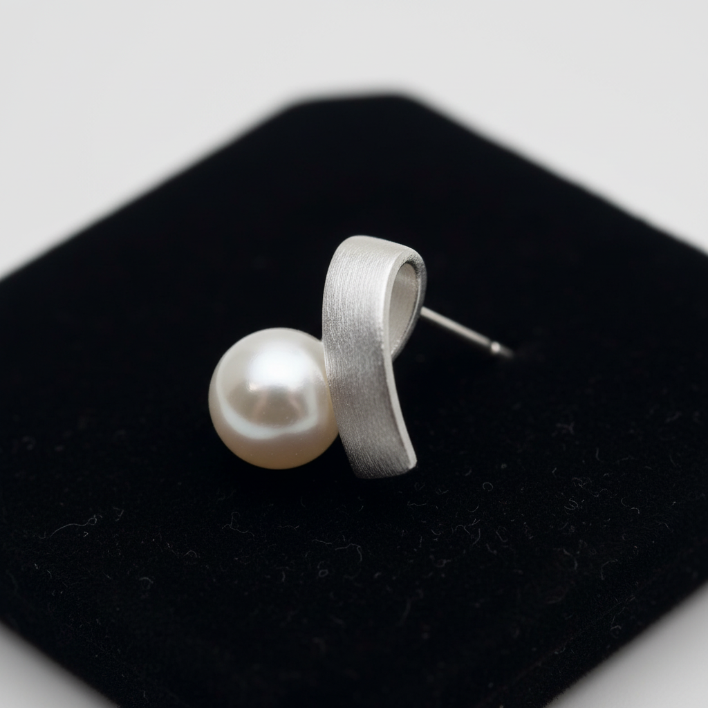 珍珠耳环侧面细节