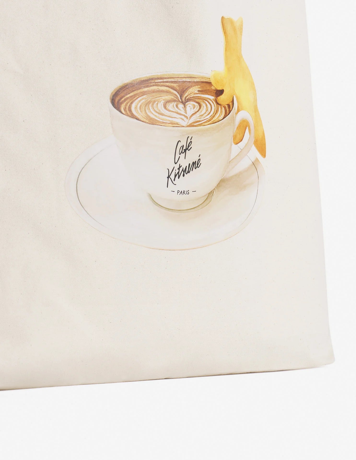 Détail de l’illustration Café Kitsuné imprimée sur le tote bag
