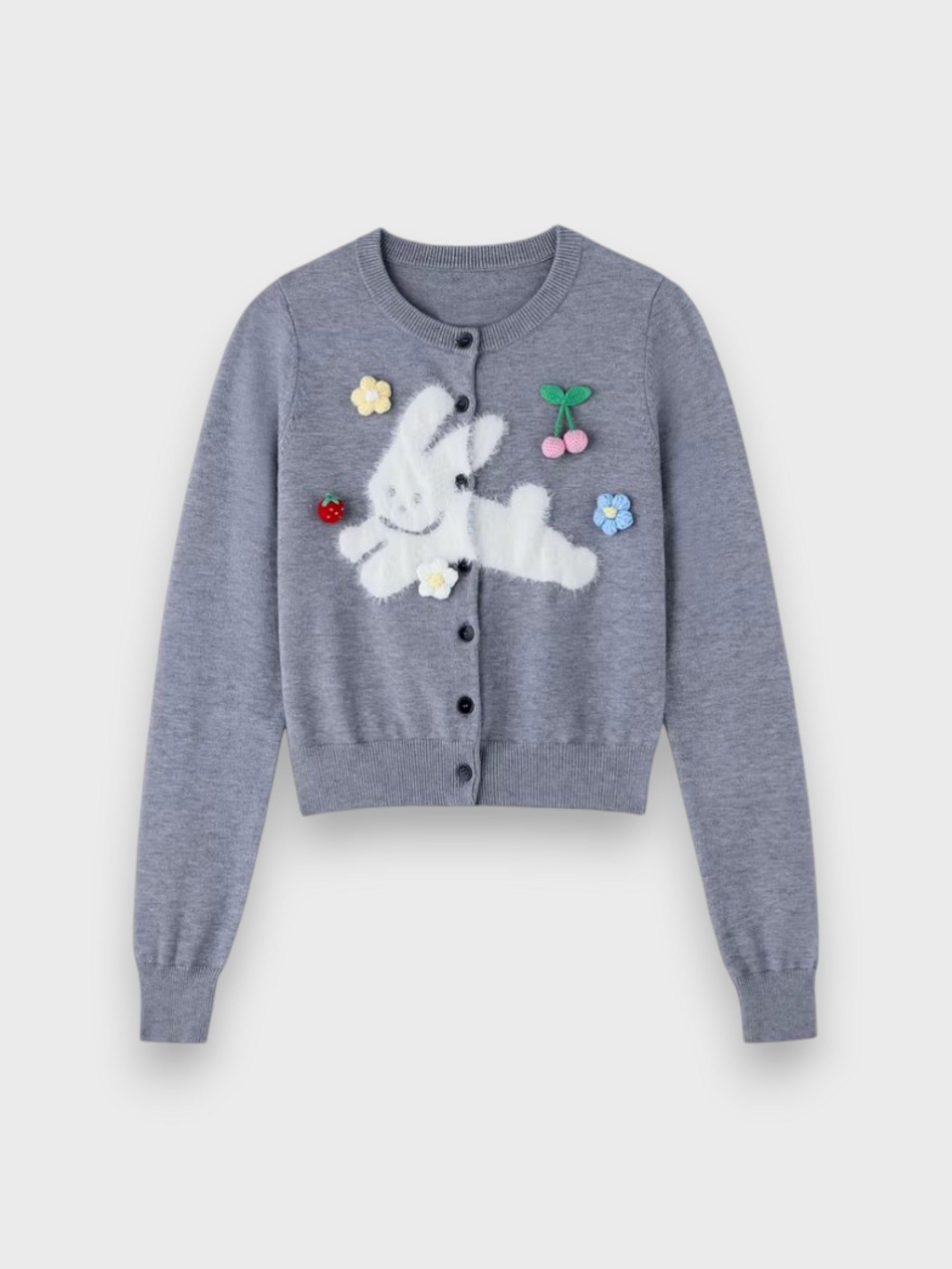 Cardigan en maille lapin gris automne BJHG vue de face