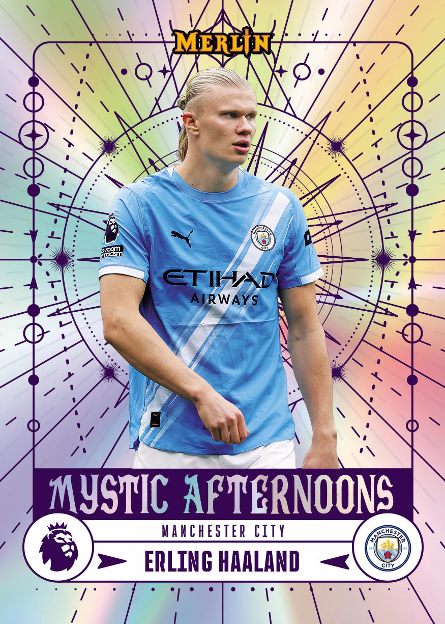Carte insert Topps Merlin Premier League 2026 Mystic Afternoons Erling Haaland Manchester City