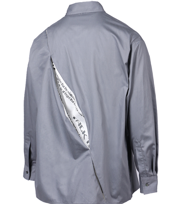 Chemise Déconstructive à Ouverture au Dos et Imprimés Gris Foncé | RELABEL