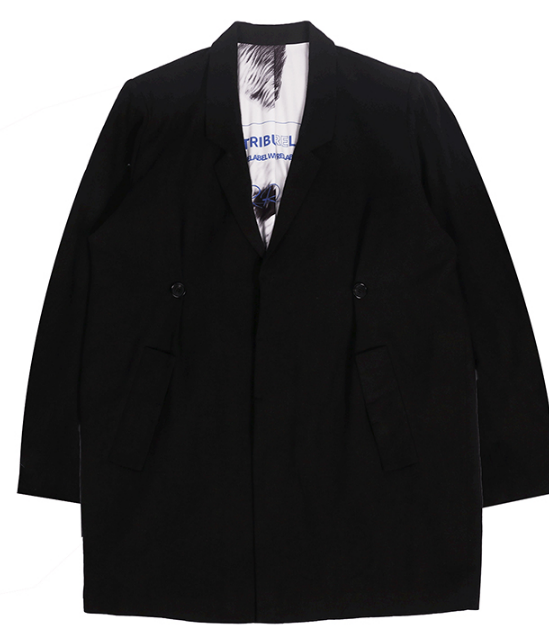 Manteau Déstructuré à Épaules Structurées et Doublure Imprimée Noir | RELABEL
