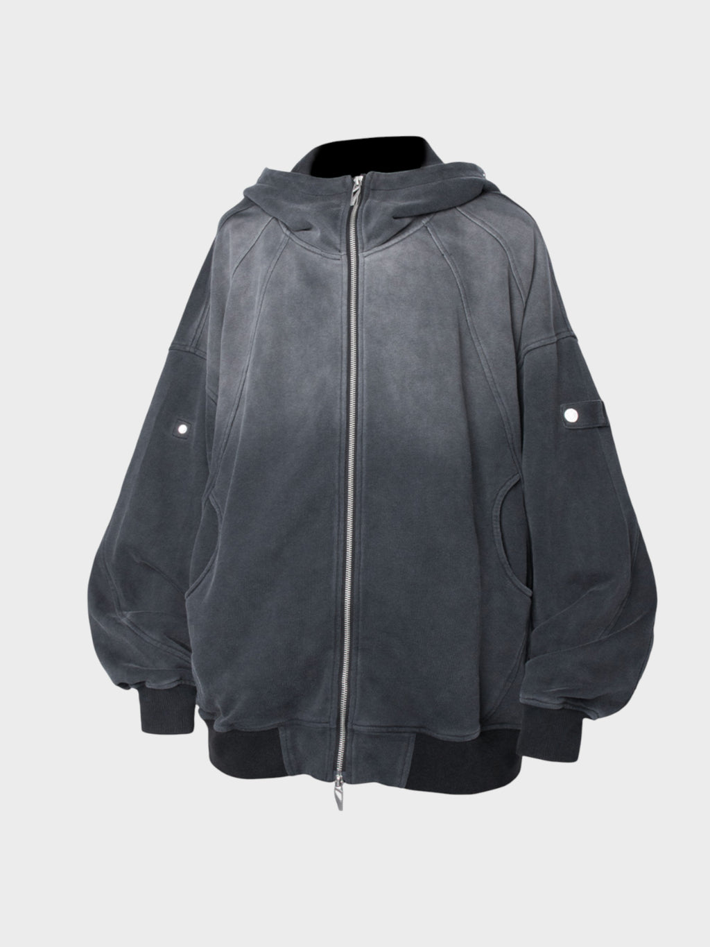 Veste Oversize Unisexe à Capuche en Effet Velours Gris