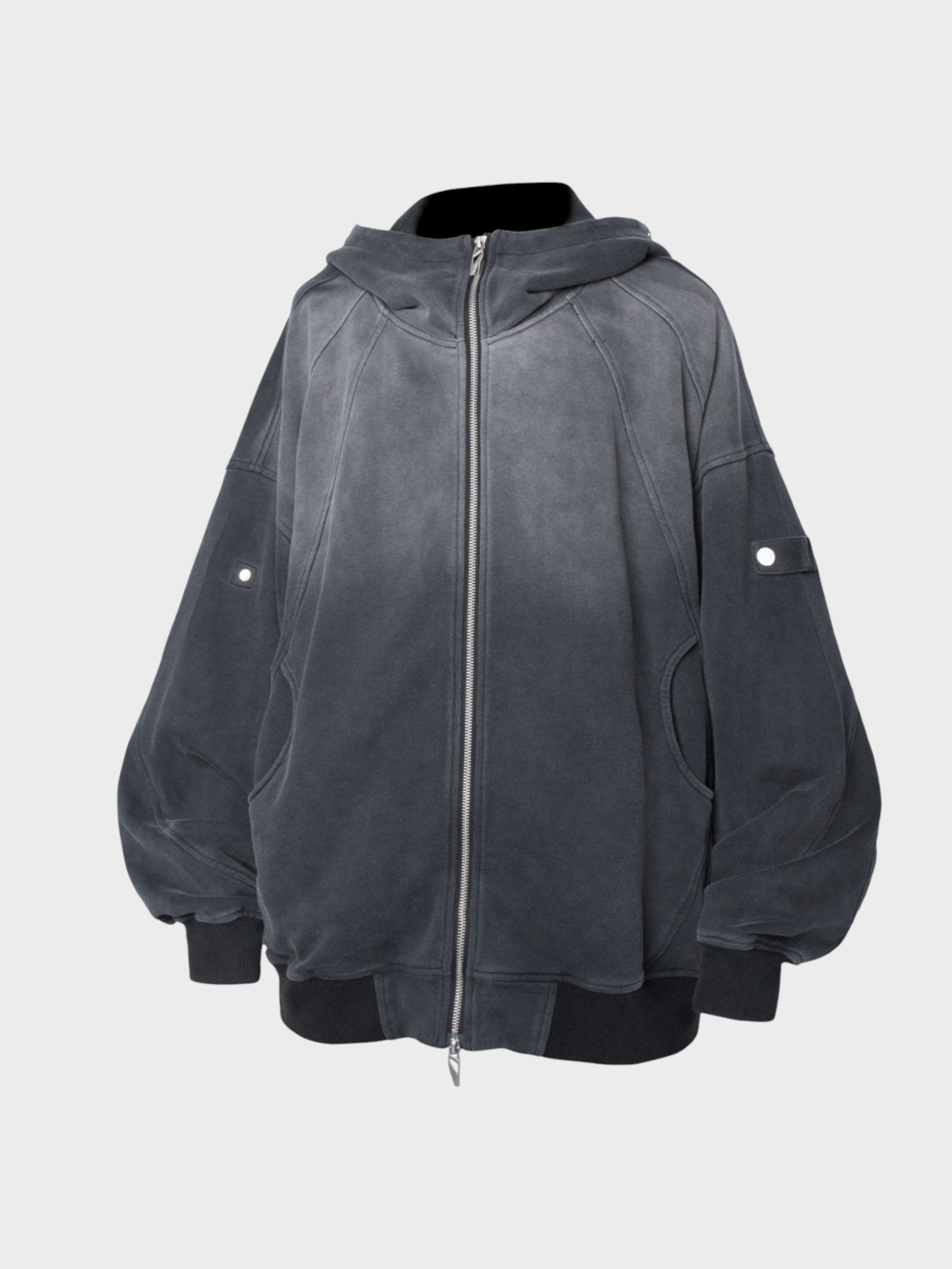 Veste Oversize Unisexe à Capuche en Effet Velours Gris