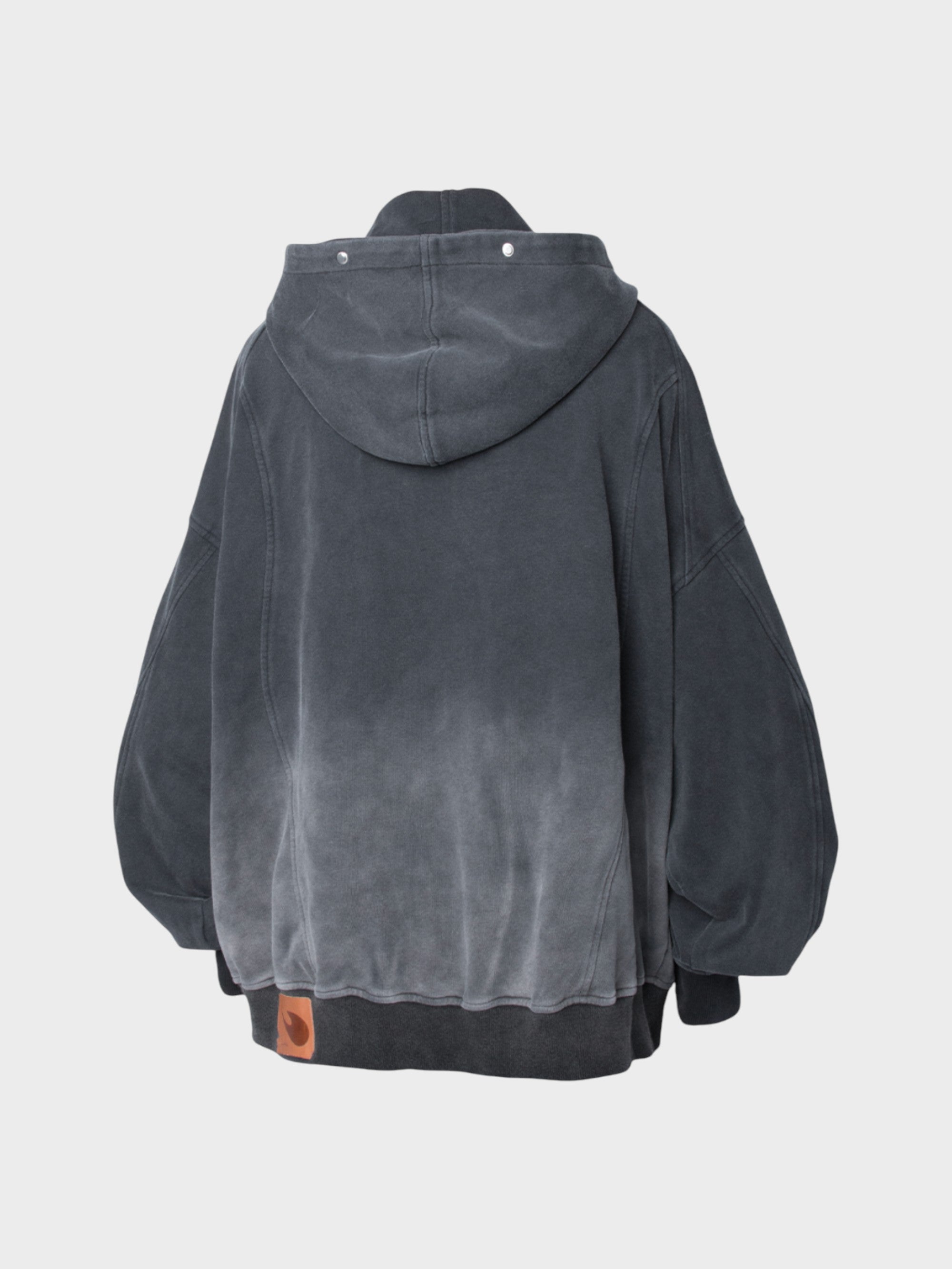 Veste Oversize Unisexe à Capuche en Effet Velours Gris