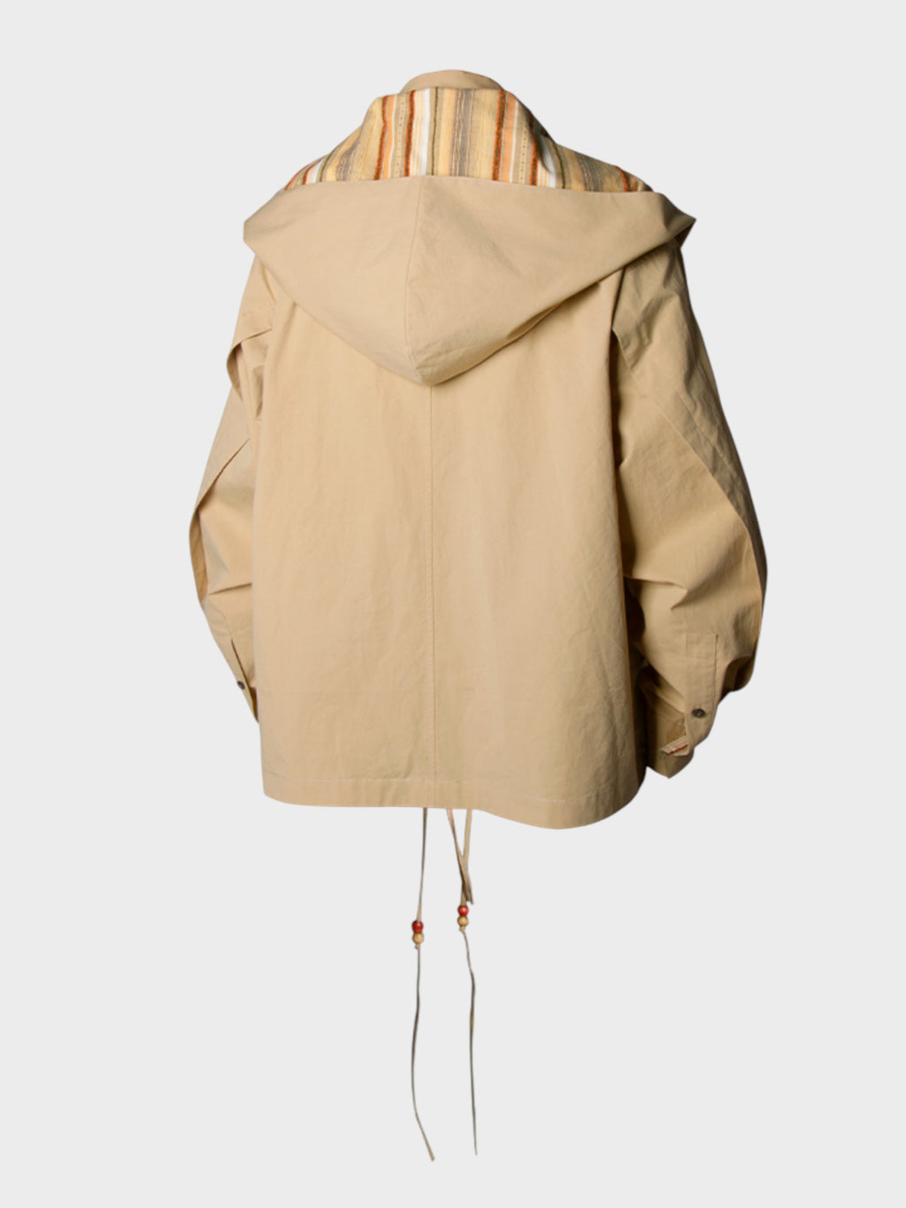 Veste Oversize Beige à Col Cape Rayé Unisexe