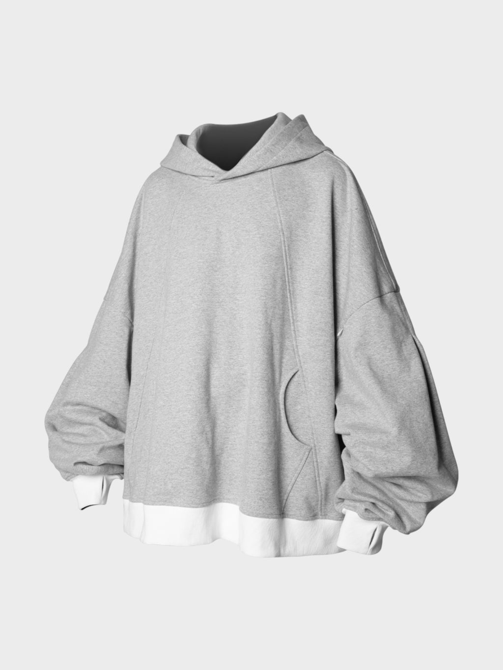 Sweat à Capuche Oversize Gris Unisexe avec Ourlet Contrasté