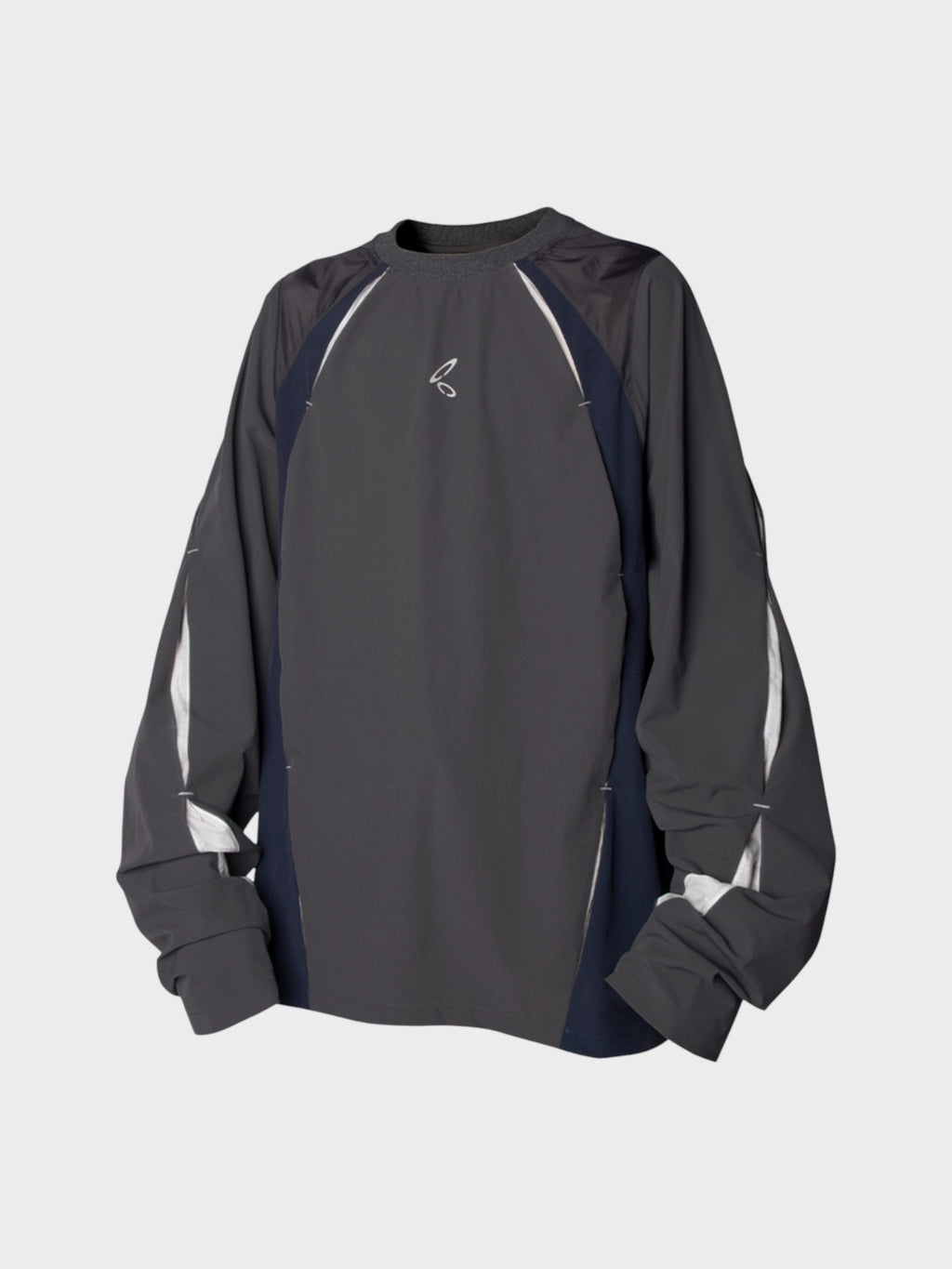 Sweat Gris Oversize Techwear – Coutures Réfléchissantes