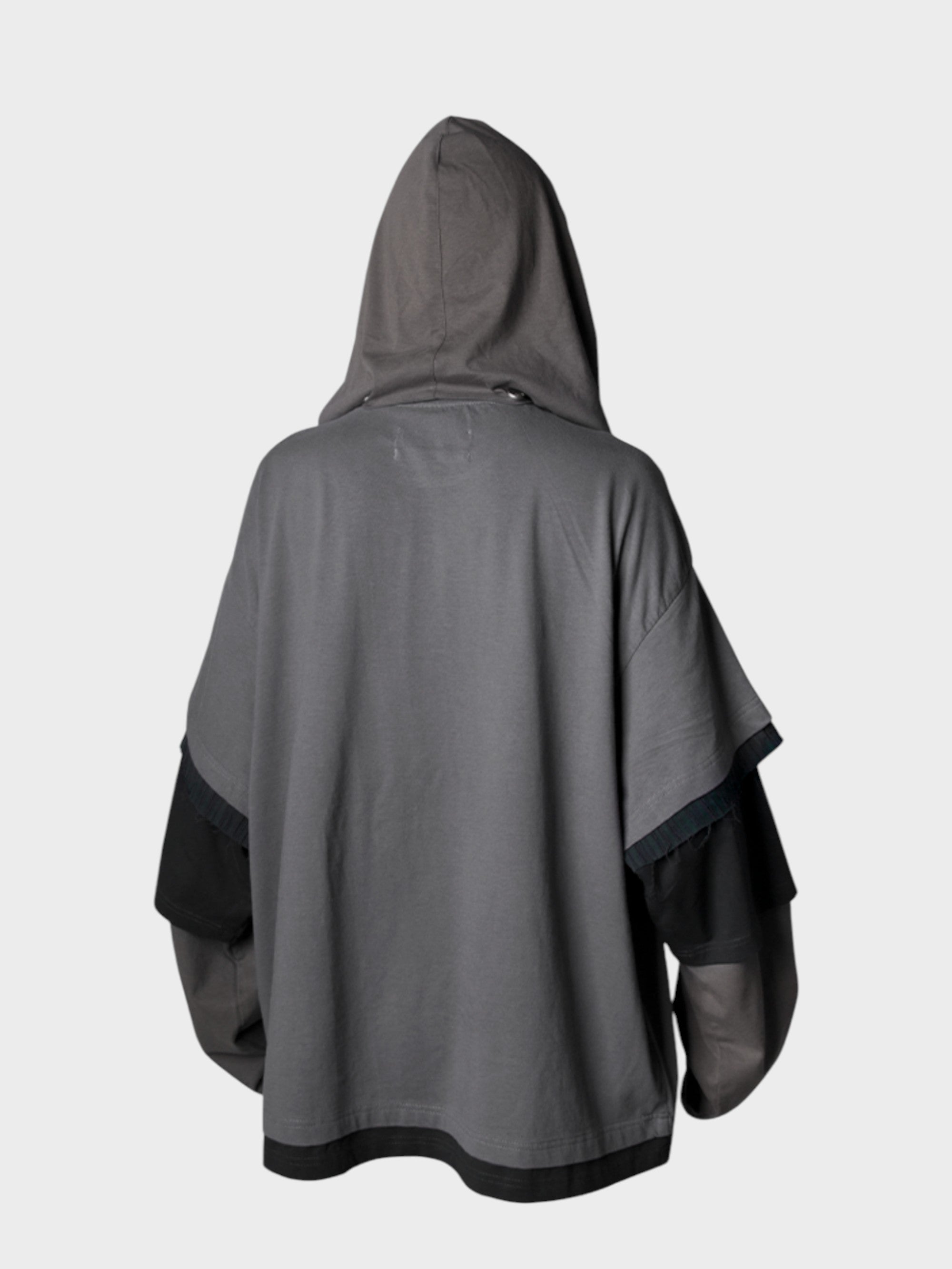 Veste Oversize à Capuche Patchwork – Effet Superposé Gris
