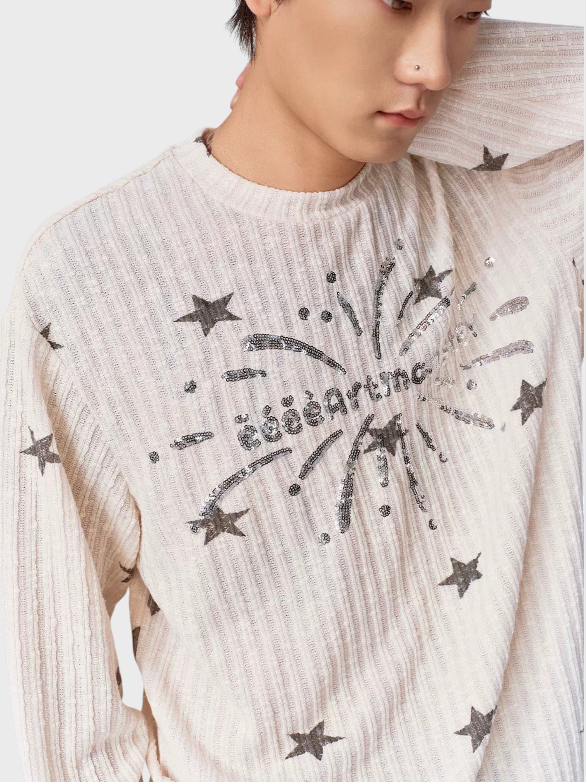 T-shirt Manches Longues Sequins Étoiles Feu d'Artifice Unisexe | eeee Artmonster