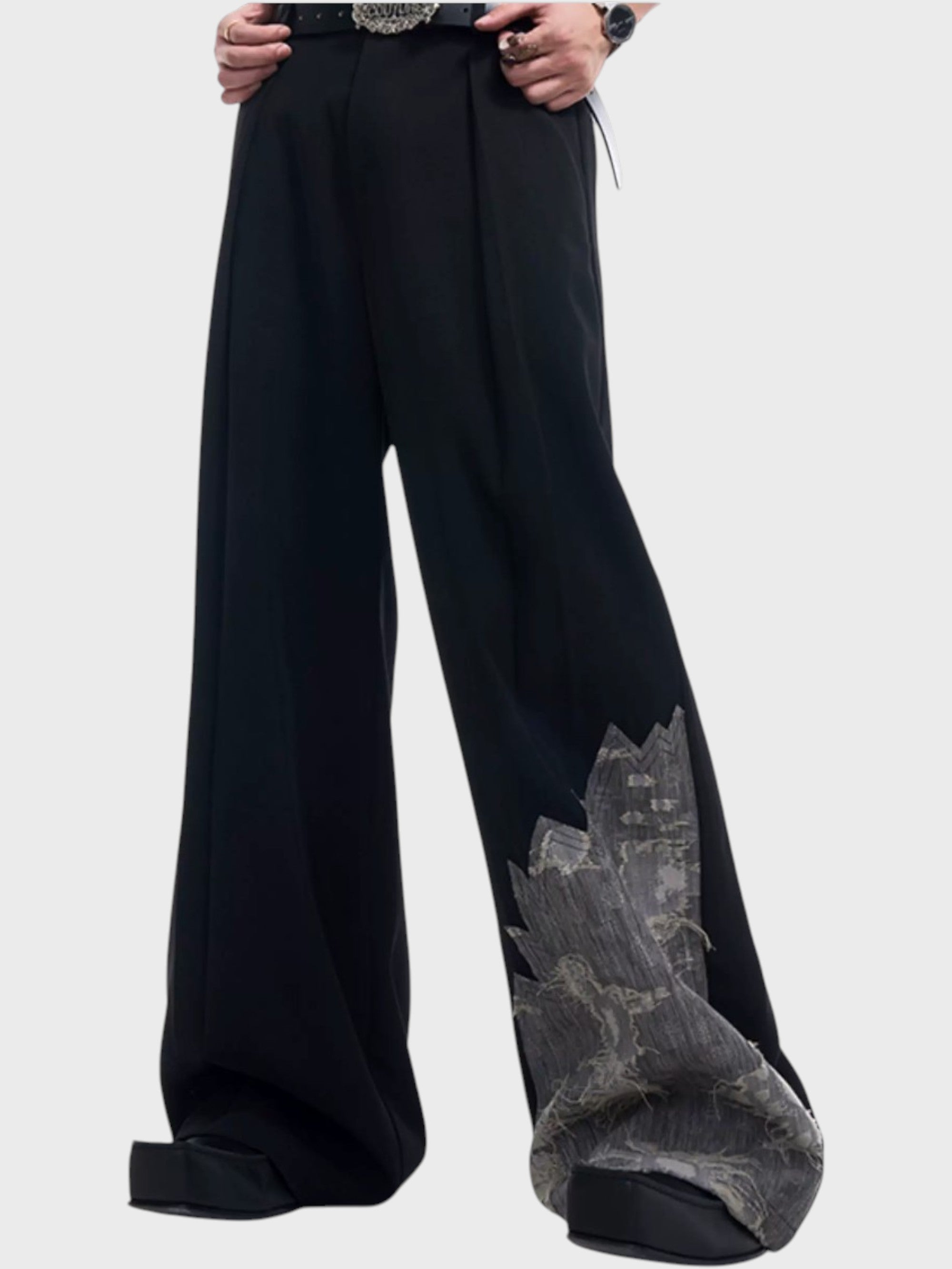 Pantalon Large Patchwork Dentelle "Luxe Déstructuré" Noir Unisexe | STARTEXCEEDEND