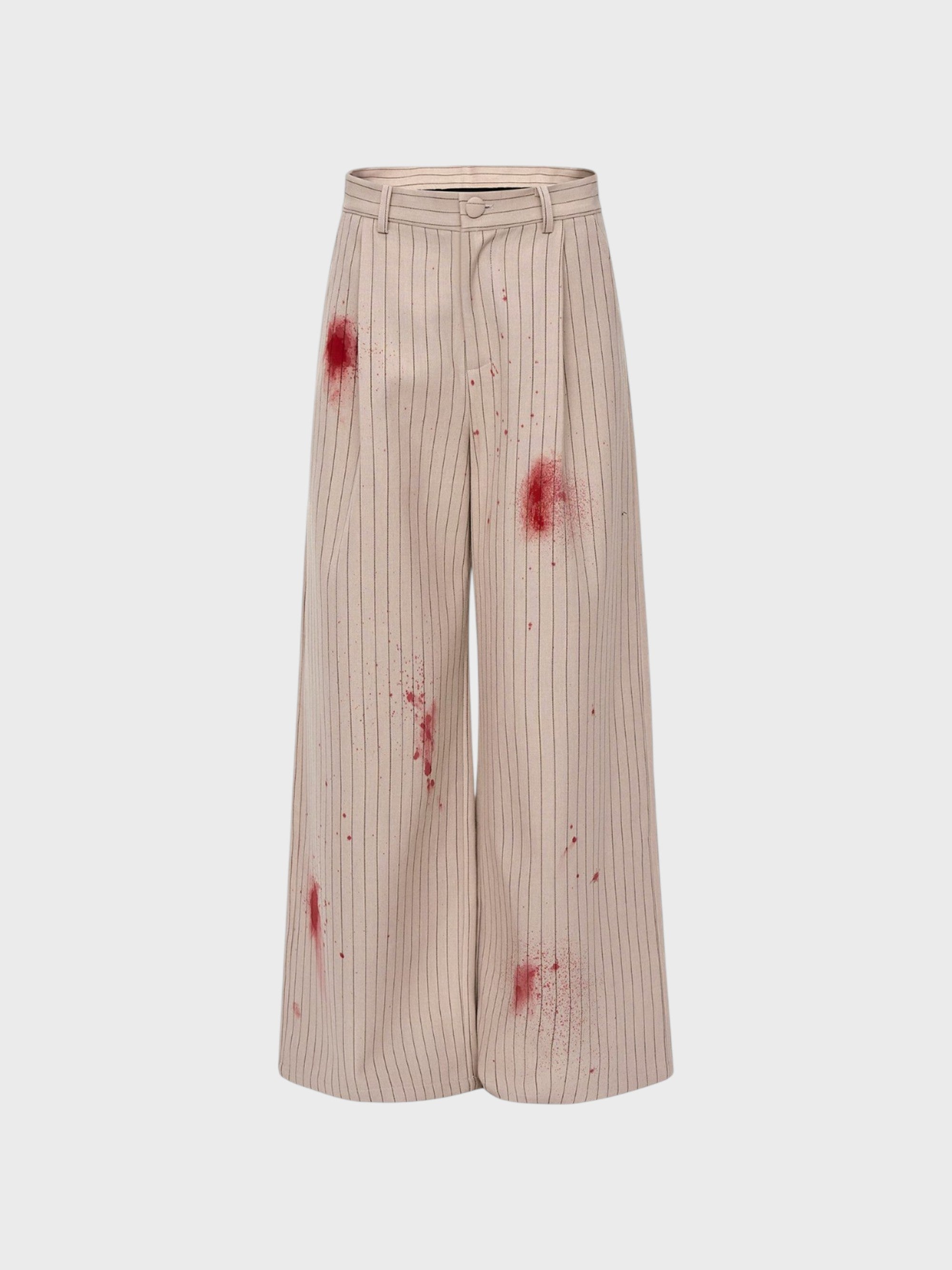 Pantalon Tailleur Rayures Craie "Crime Scene" Taches Peinture Rouge Unisexe | STARTEXCEEDEND