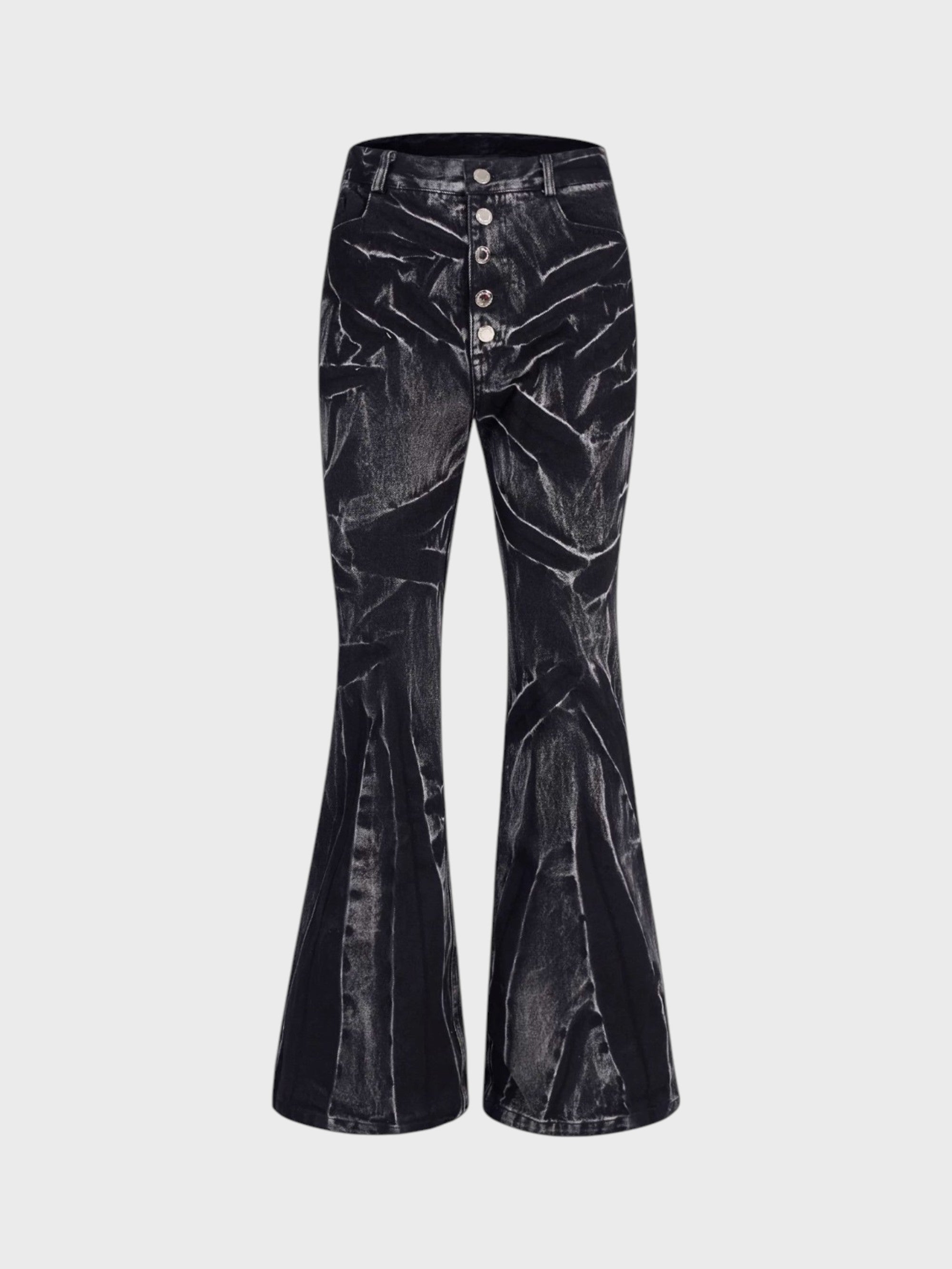 Jean Bootcut Effet Marbre "Dark Wave" Noir Unisexe | STARTEXCEEDEND