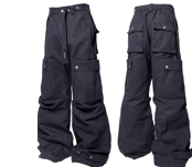 Pantalon Cargo Bicolore à Volume Arrondi Gris Foncé | RELABEL