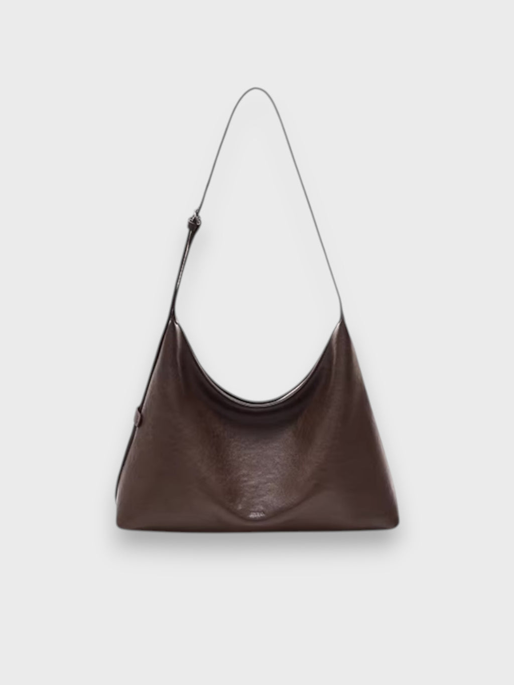 Sac hobo MUVA Chocolate Brown en cuir pleine fleur tanné végétal, vue de face