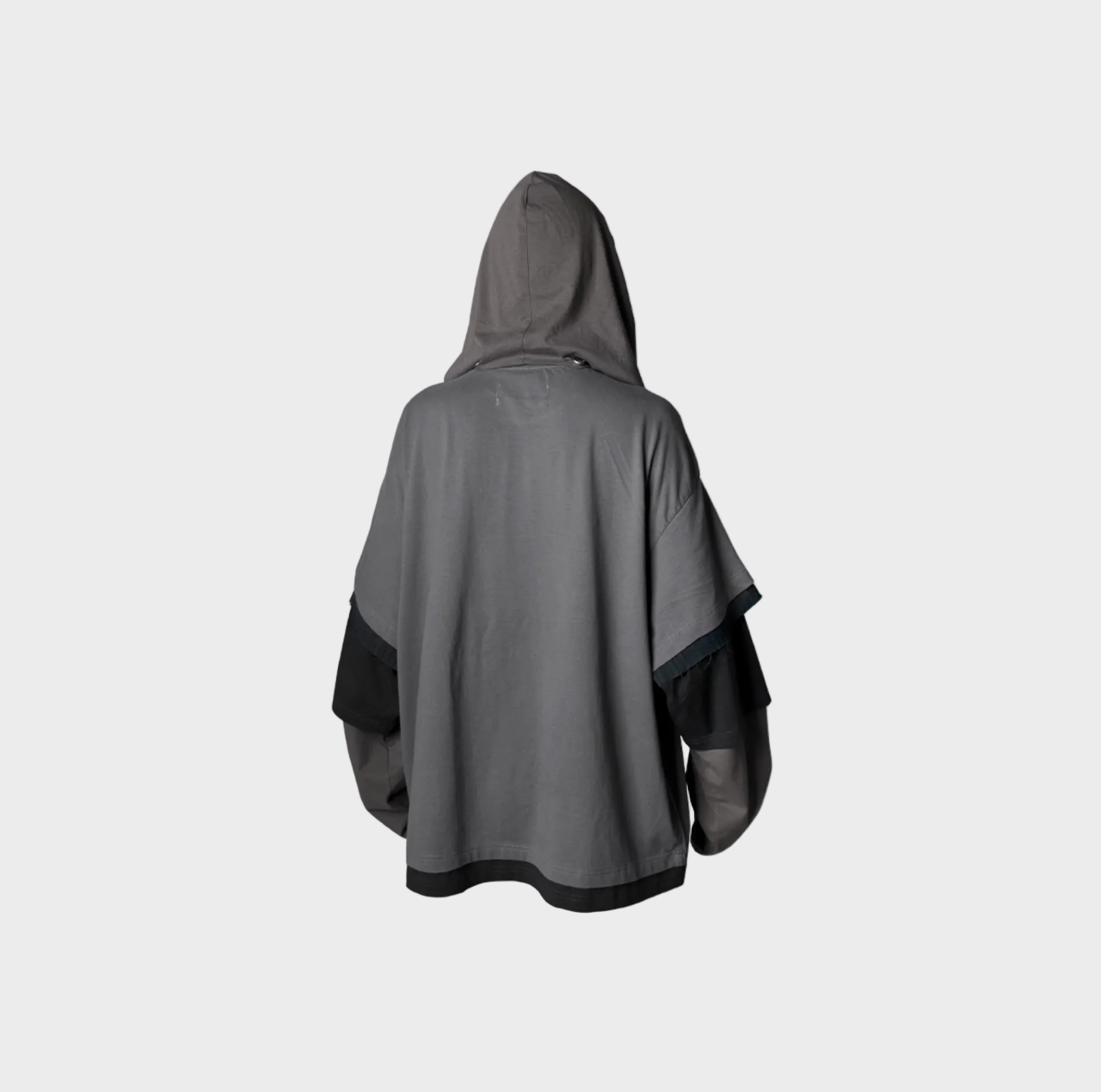 Veste Oversize à Capuche Patchwork – Effet Superposé Gris