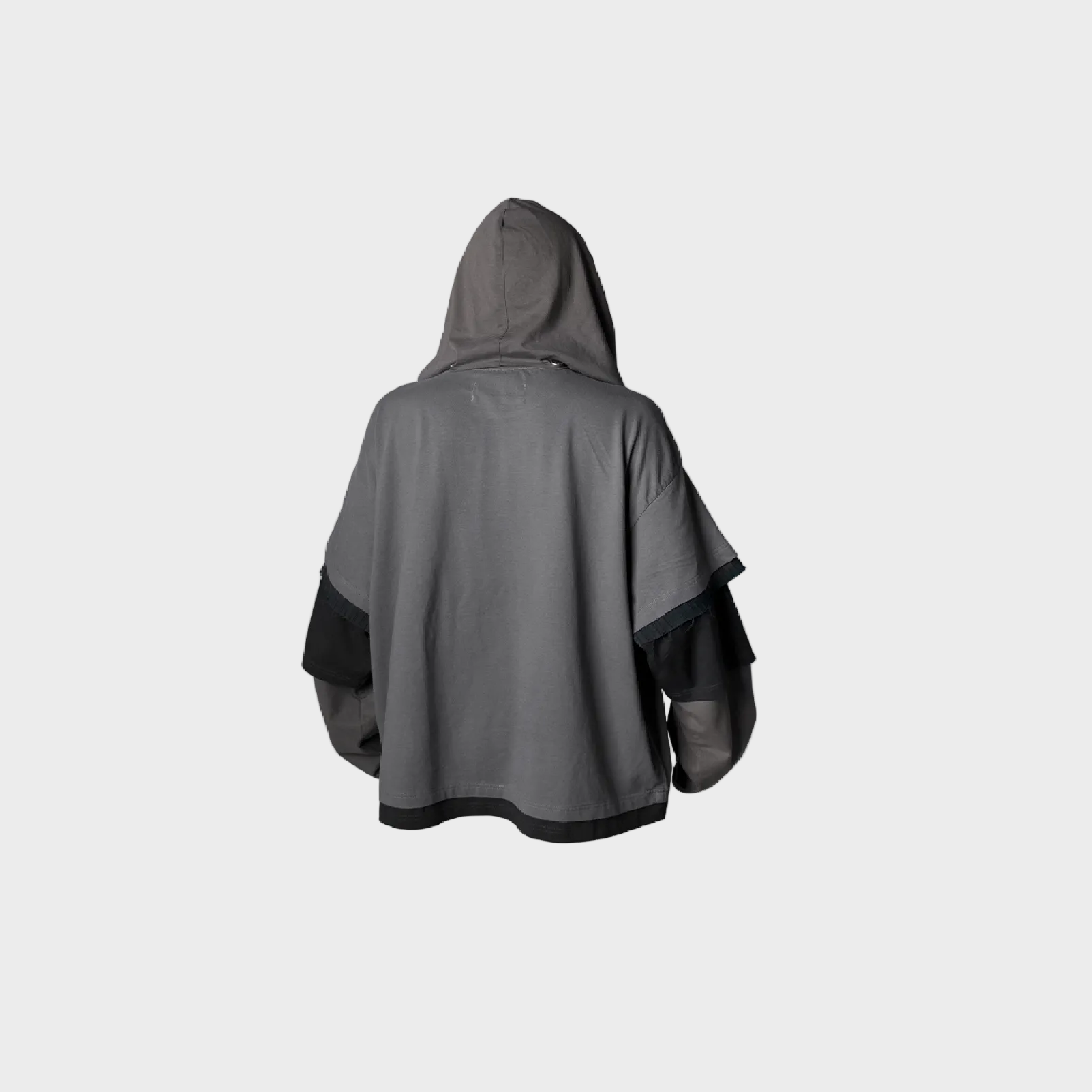 Veste Oversize à Capuche Patchwork – Effet Superposé Gris