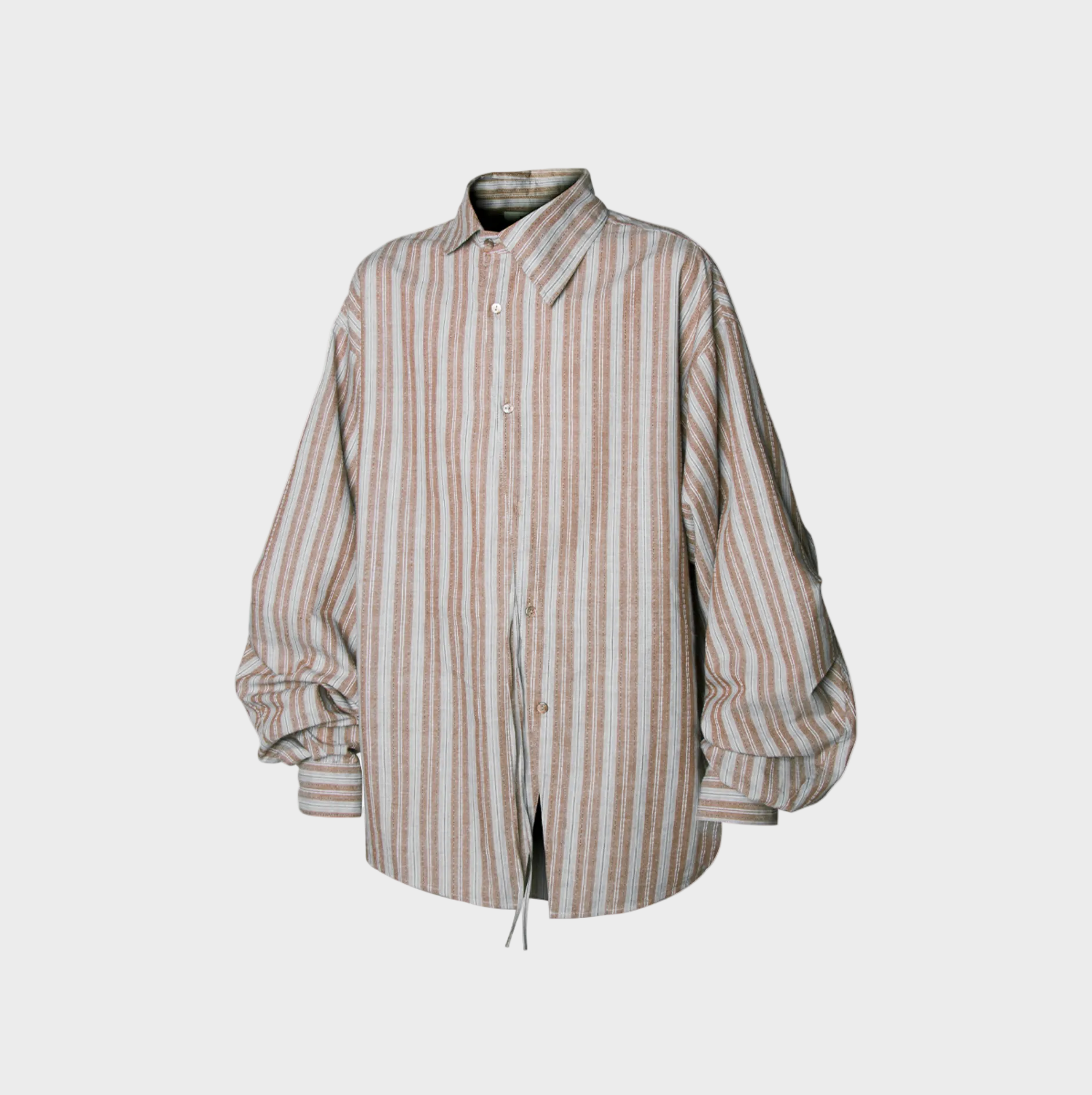 Chemise Oversize Rayée Unisexe à Manches Bouffantes