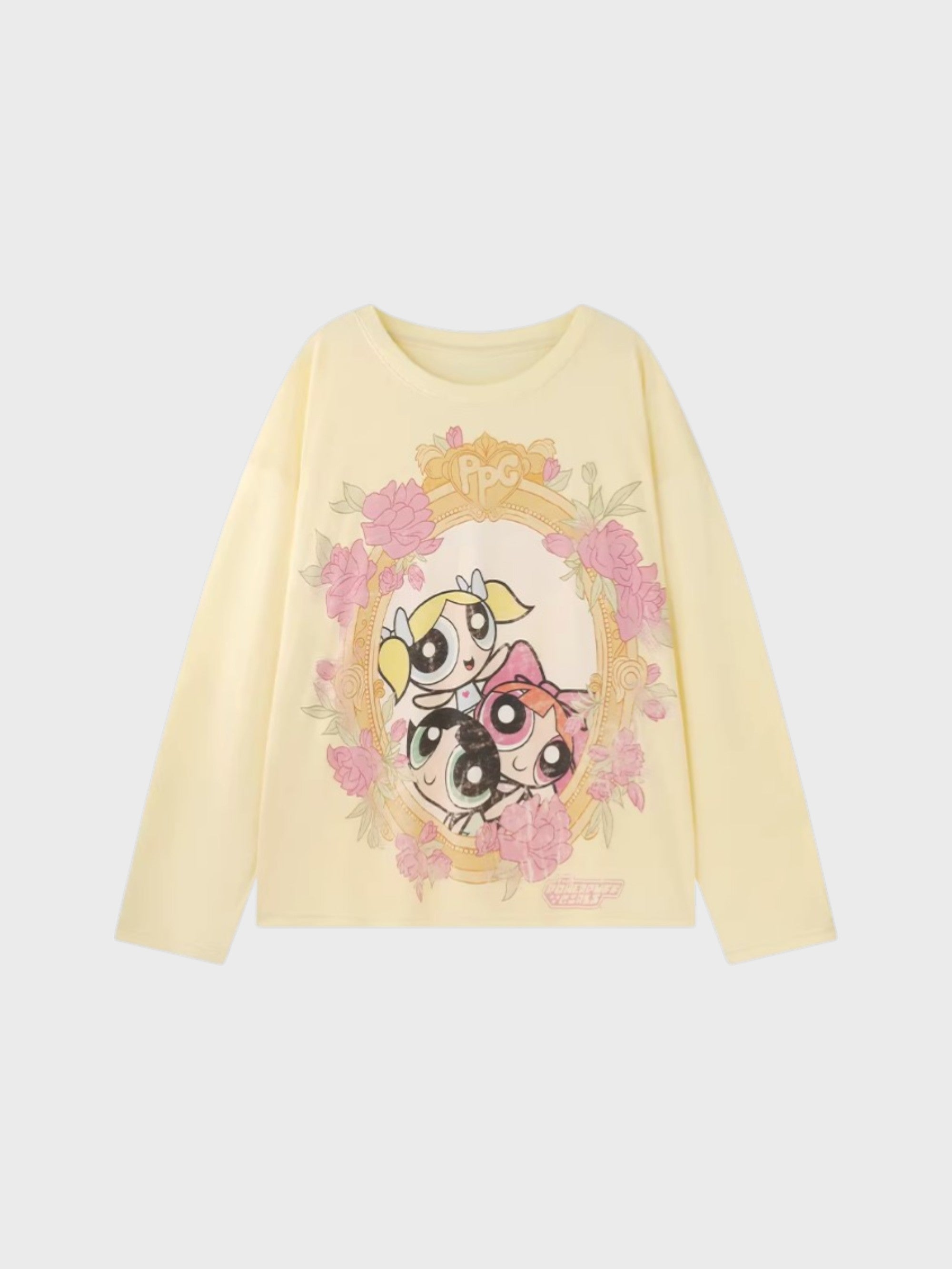 Top manches longues asymétrique BJHG x Powerpuff Girls détail imprimé