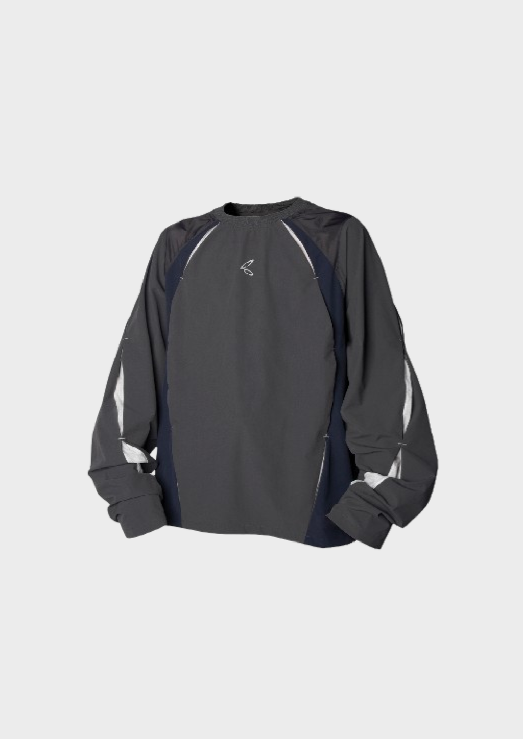 Sweat gris oversize techwear avec coutures réfléchissantes