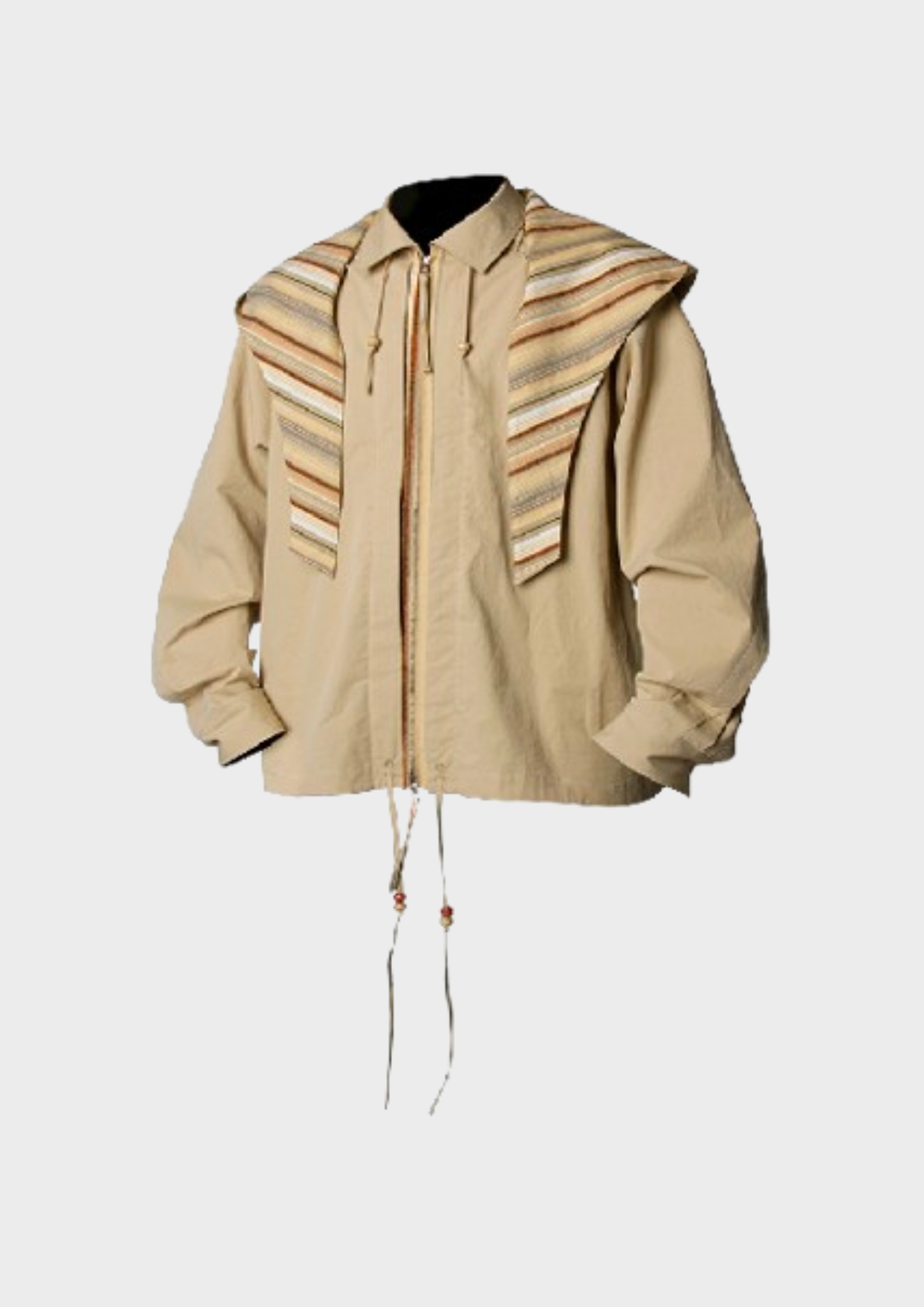 Veste oversize beige avec col cape rayé pour homme et femme
