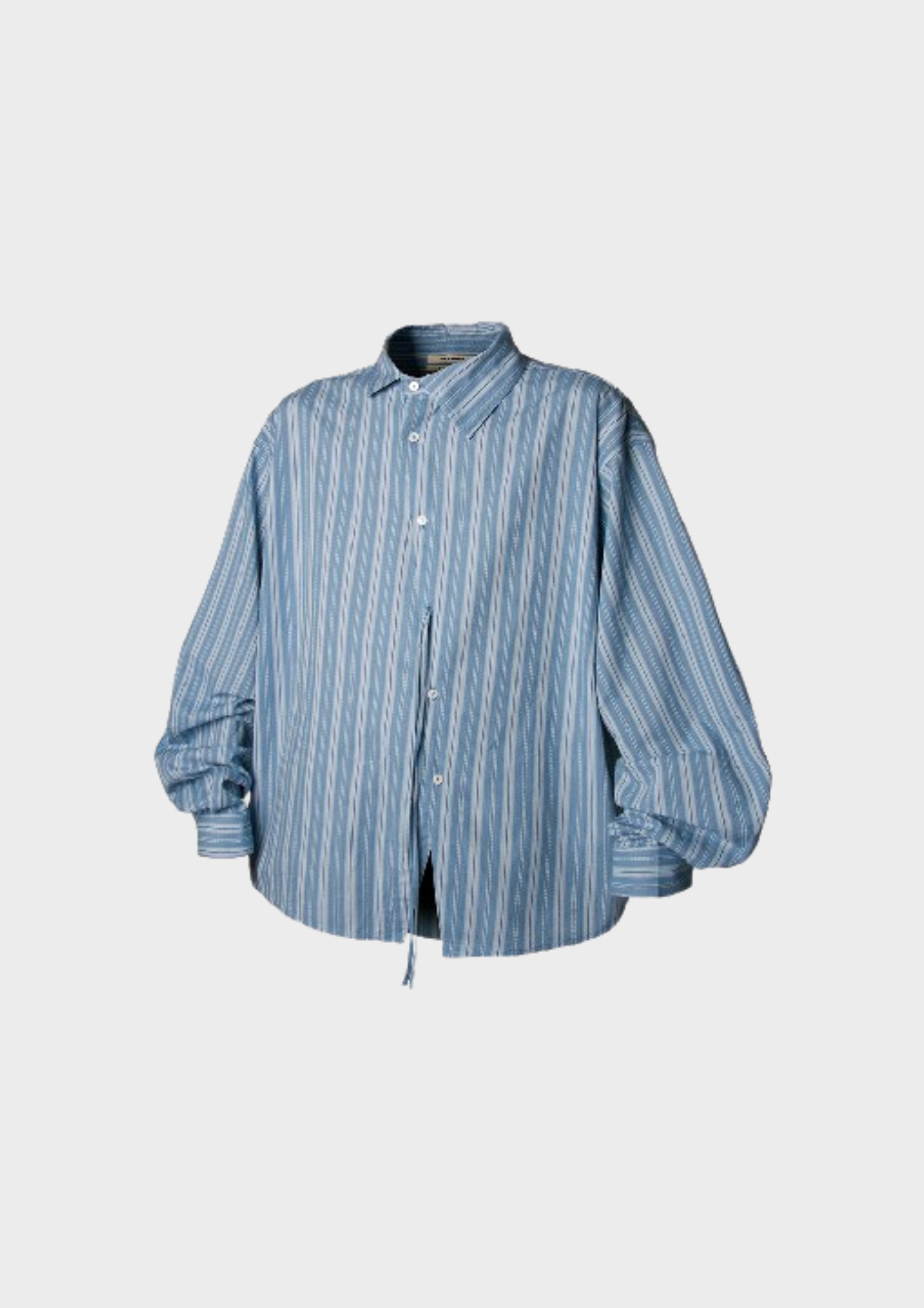 Chemise oversize unisexe rayée bleu avec manches bouffantes
