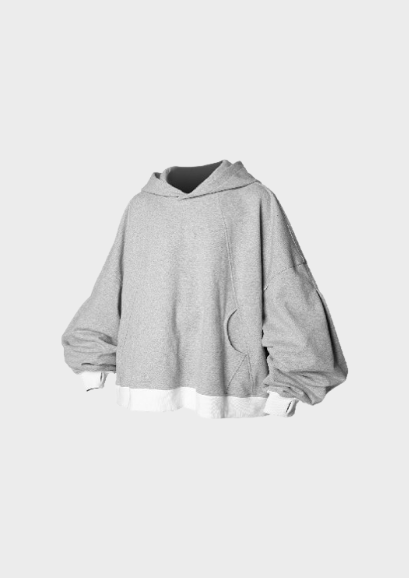 Sweat à capuche oversize gris unisexe avec ourlet contrasté